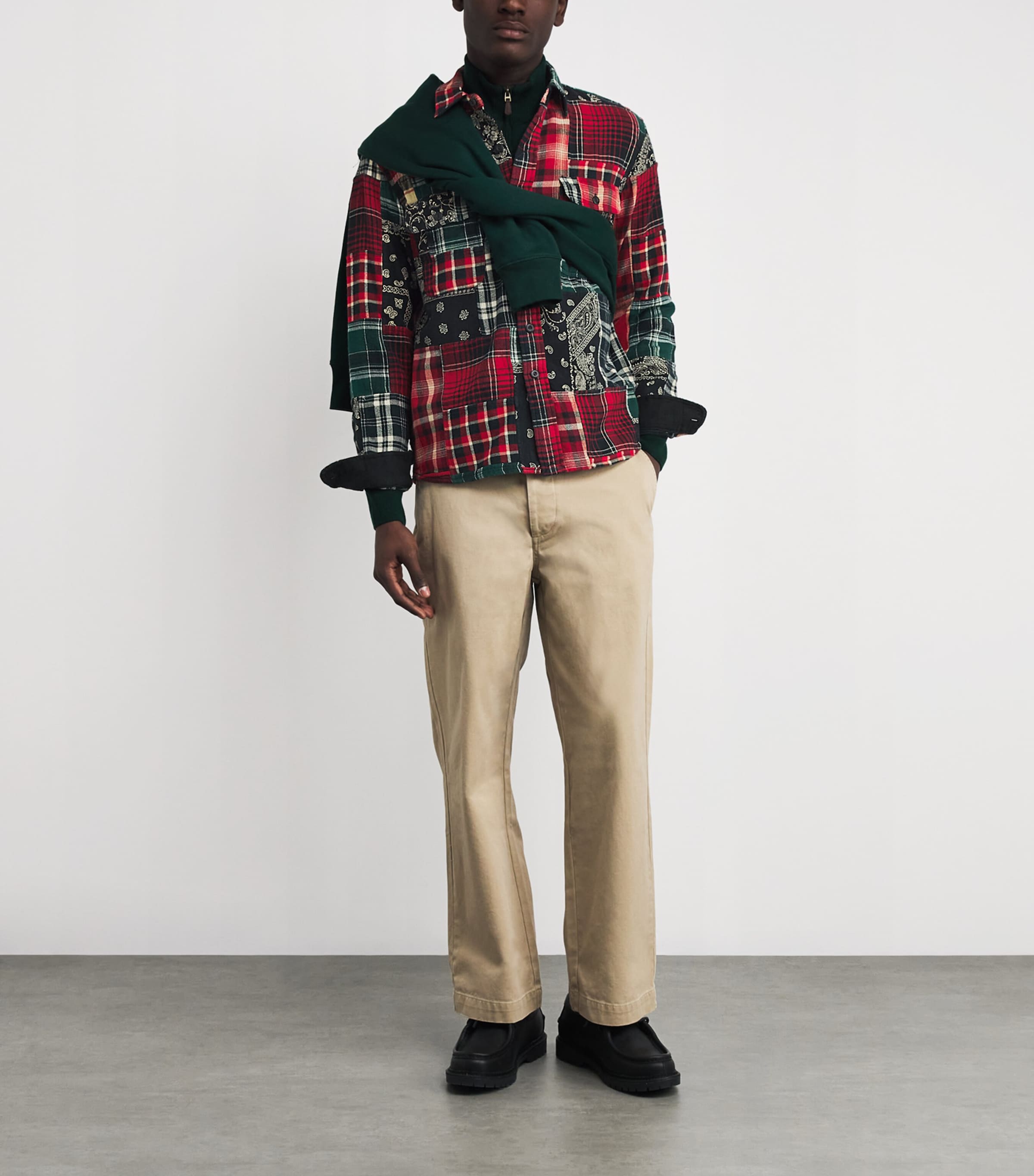 Cotton Flannel Patchwork Shirt MULTI Image 2