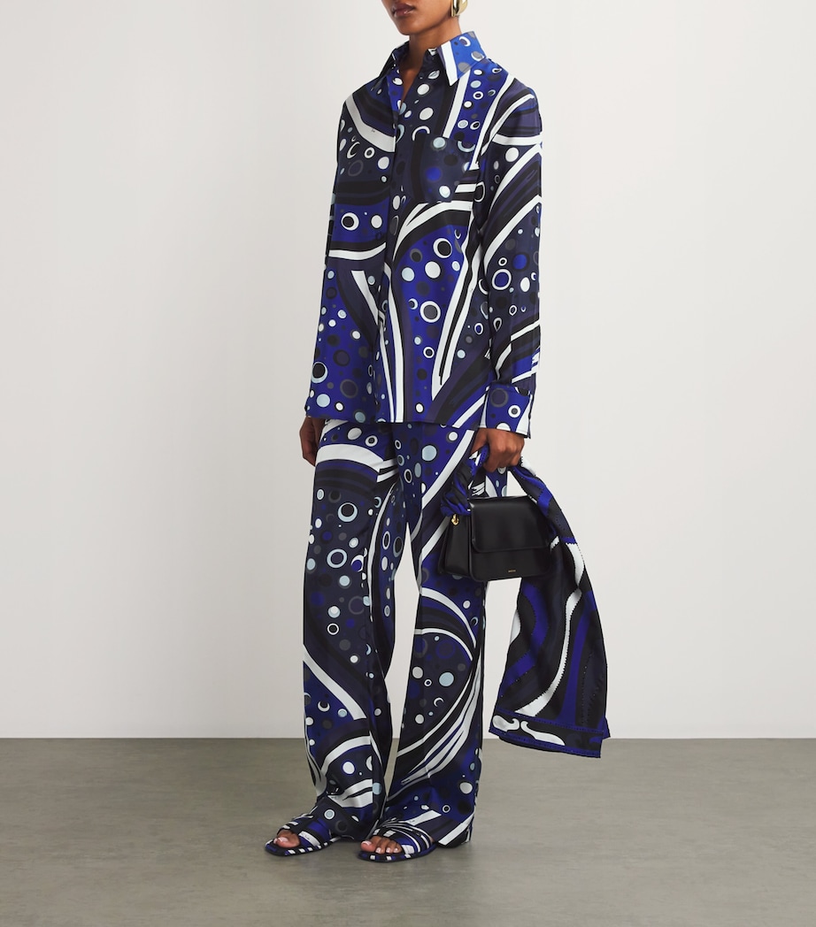 PUCCI Womens Silk Fontane Shirt Navy Image 2
