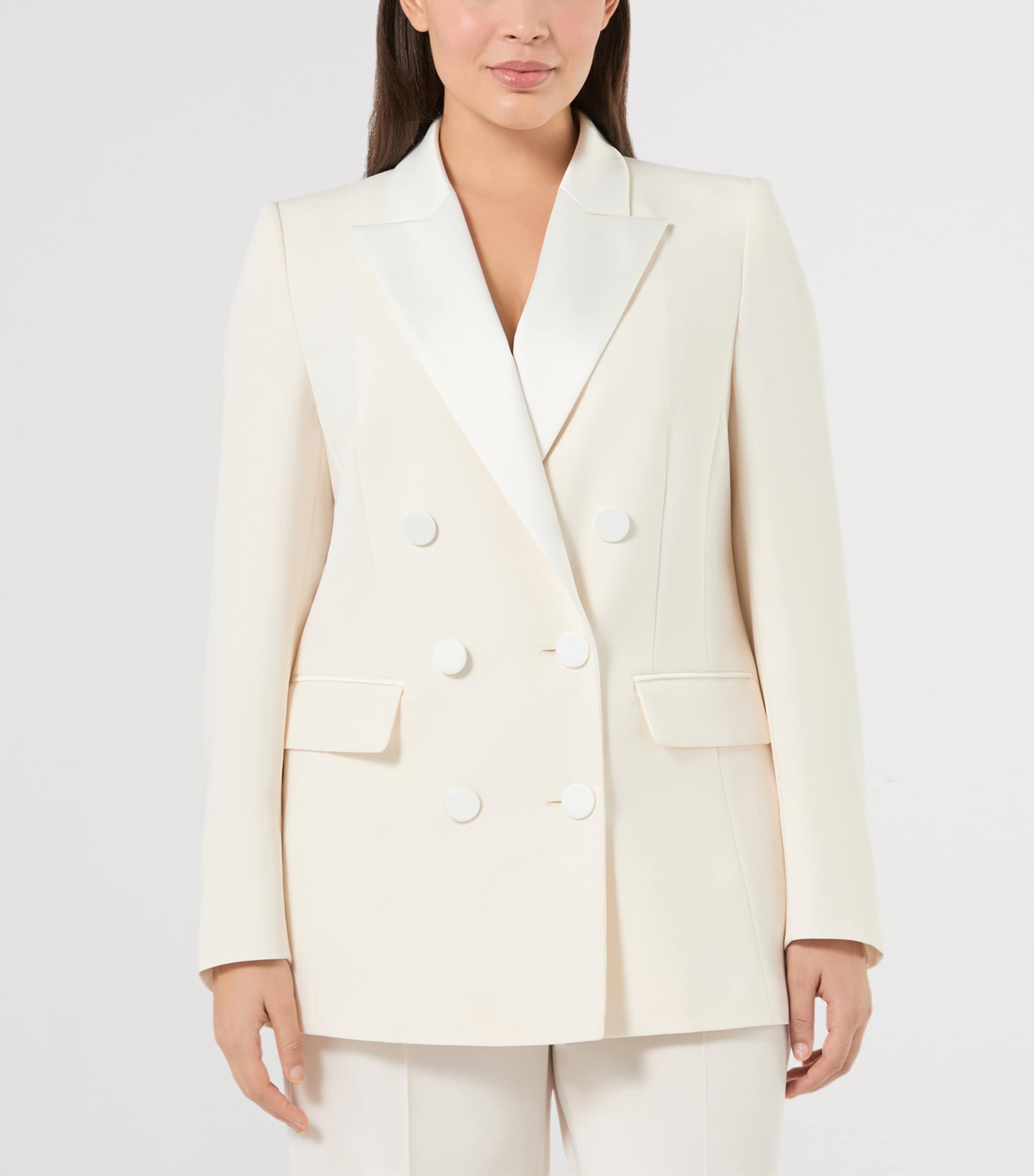 Marina Rinaldi Womens Double-Breasted Blazer Ivory Image 3