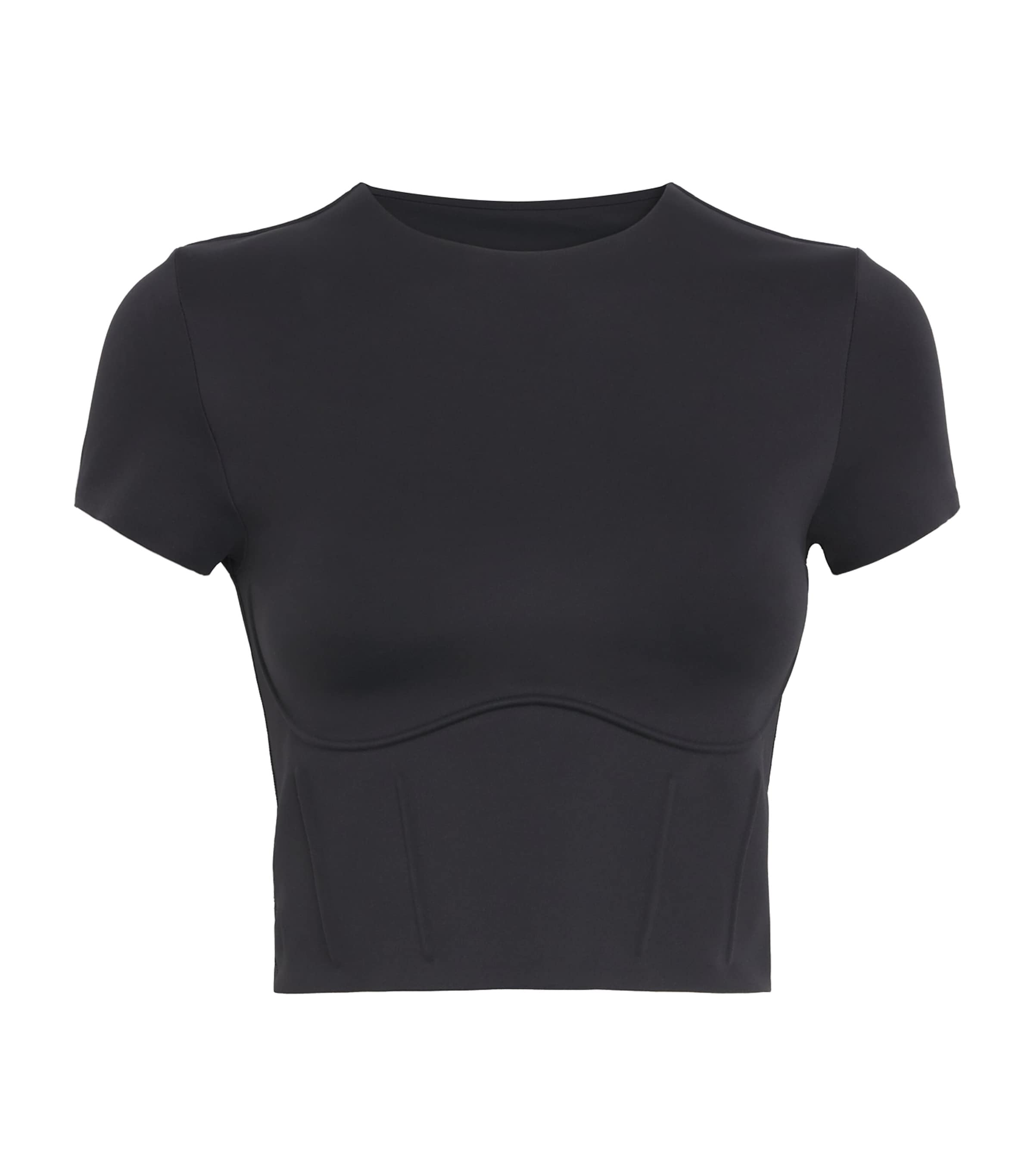 NikeSKIMS Womens NikeSKIMS Cropped Corset T-Shirt Obsidian Image 1