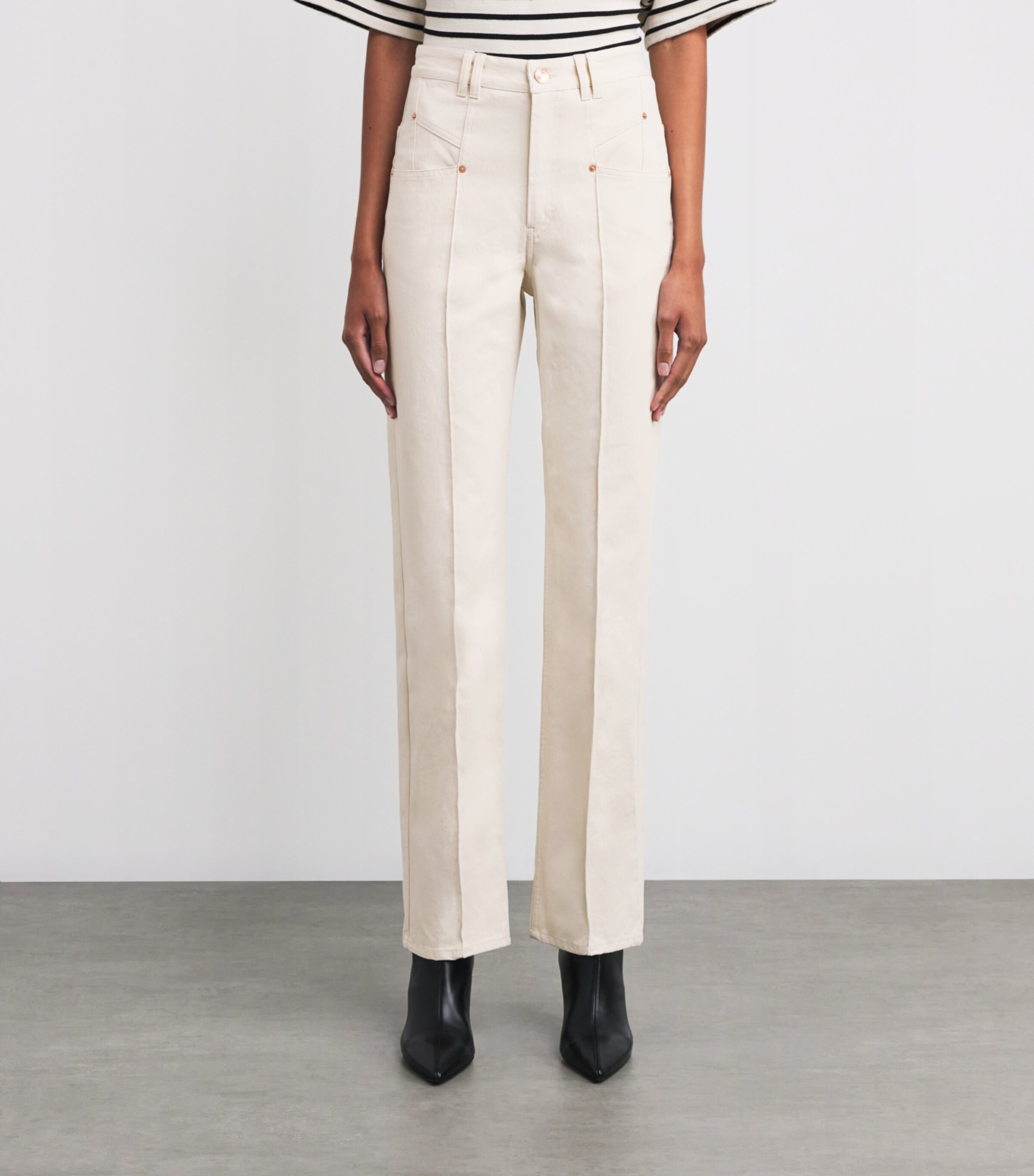 Isabel Marant Womens Lirokae Straight Jeans Ecru Image 3