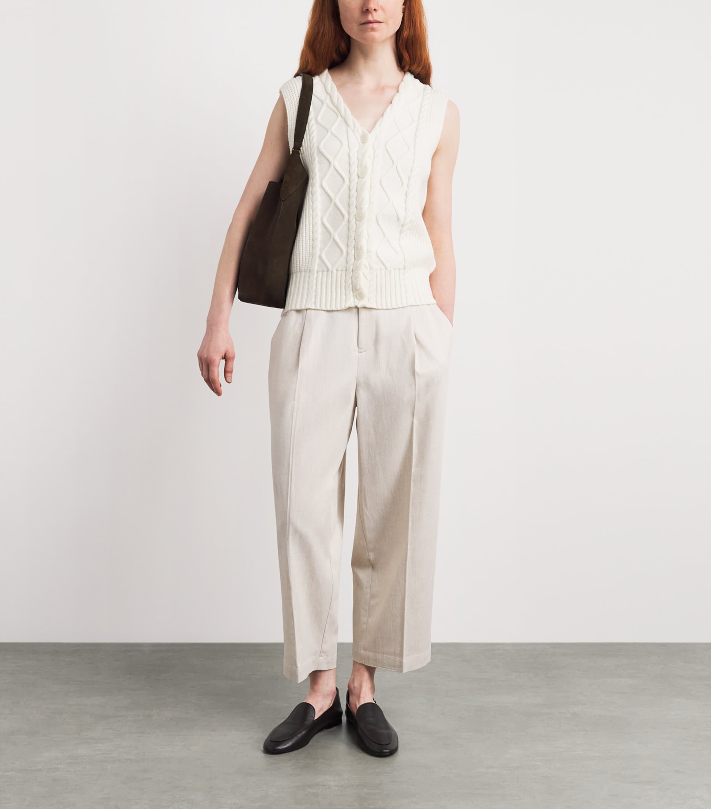 Varley Womens Cable-Knit Tatyana Vest Egret Image 2