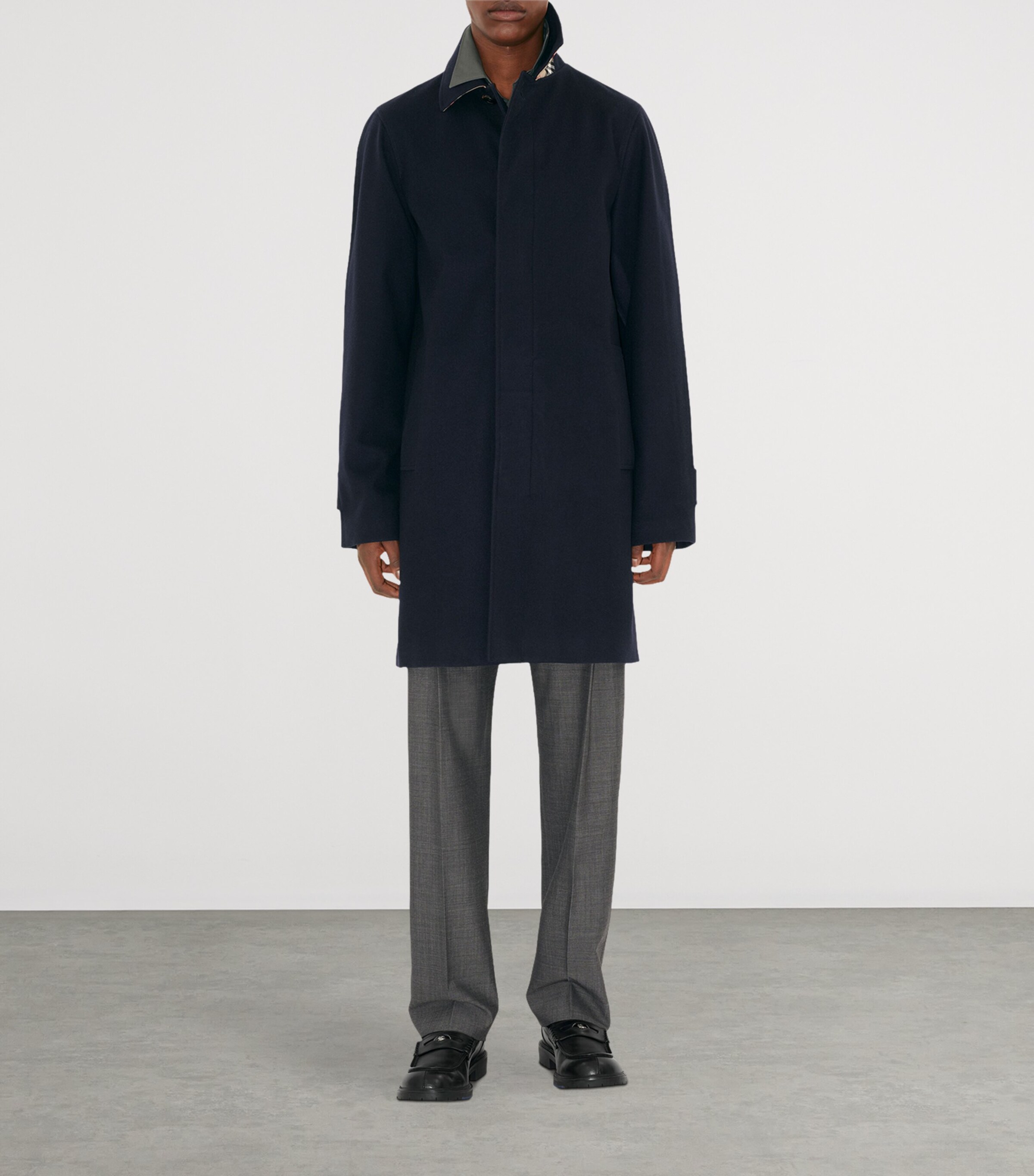 Burberry Mens Cashmere Mid-Length Car Coat Navy Image 2