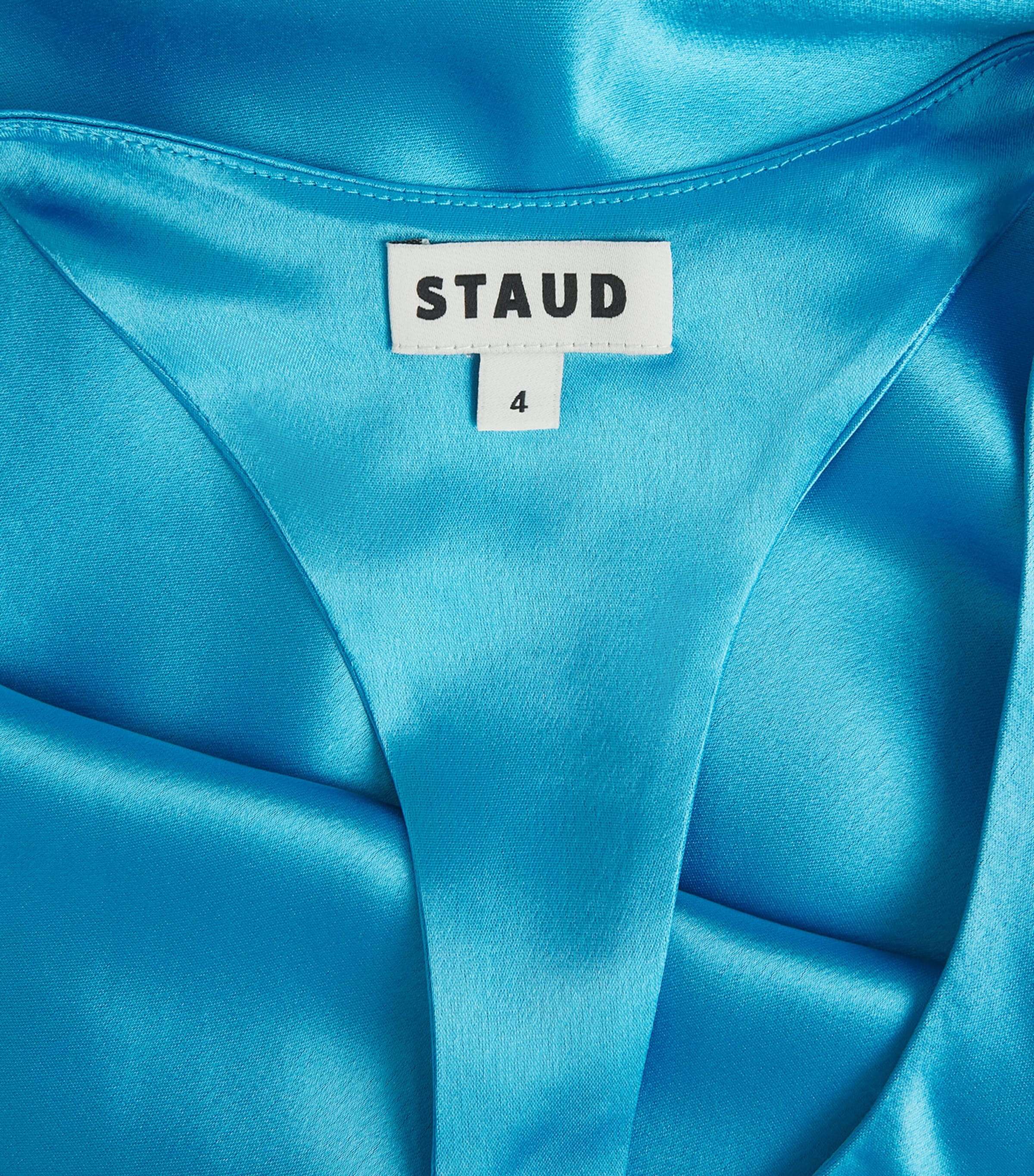 STAUD Womens Satin Racerback Juanita Maxi Dress Pool Pool Image 6