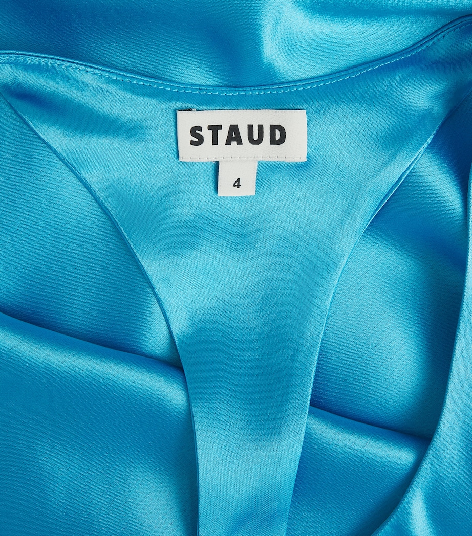 STAUD Womens Satin Racerback Juanita Maxi Dress Pool Pool Image 6