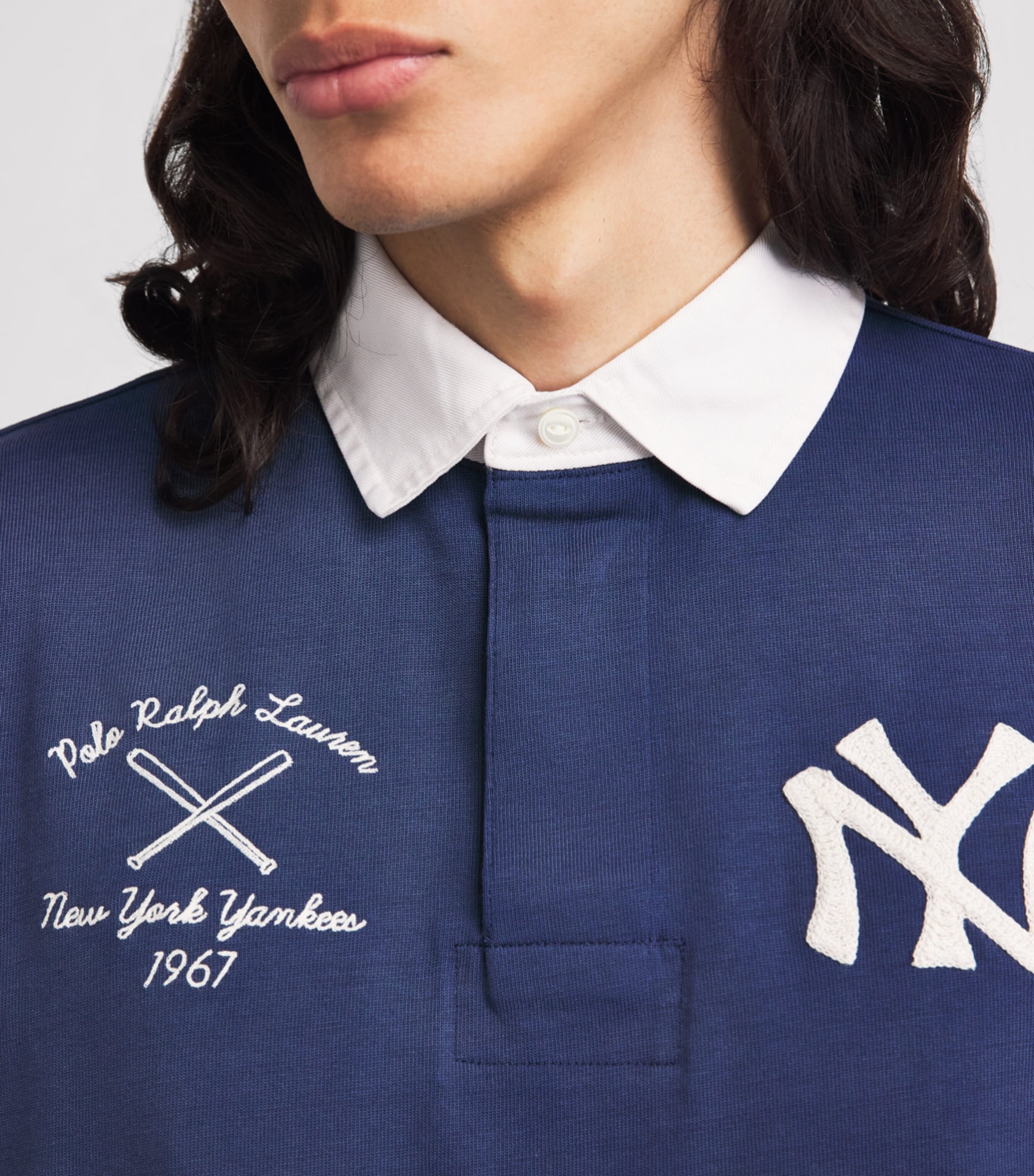 Polo Ralph Lauren Navy x Yankees Cotton Rugby Polo Shirt | Harrods UK