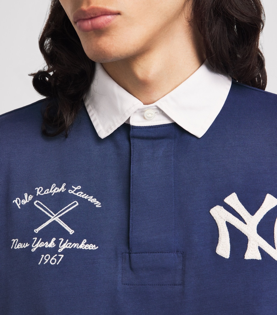 Polo Ralph Lauren Mens x Yankees Cotton Rugby Polo Shirt Dark Cobalt Image 3