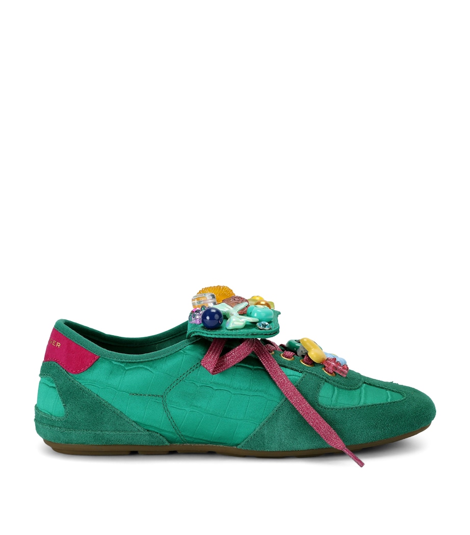 Kurt Geiger London Satin Printed Wembley Sneakers Green Oth Image 1