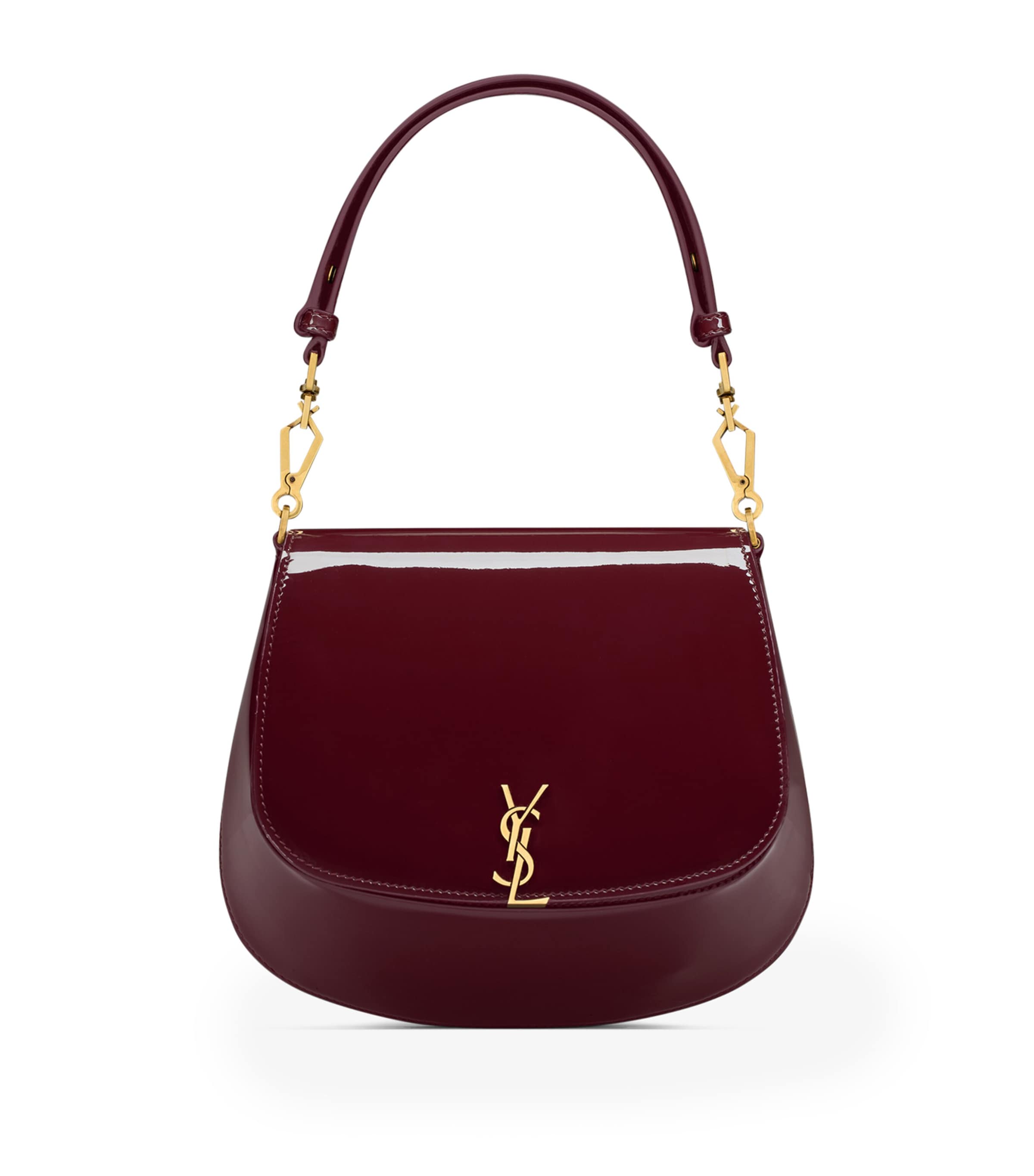 Saint Laurent Patent Leather Voltaire Top-handle Bag In Red