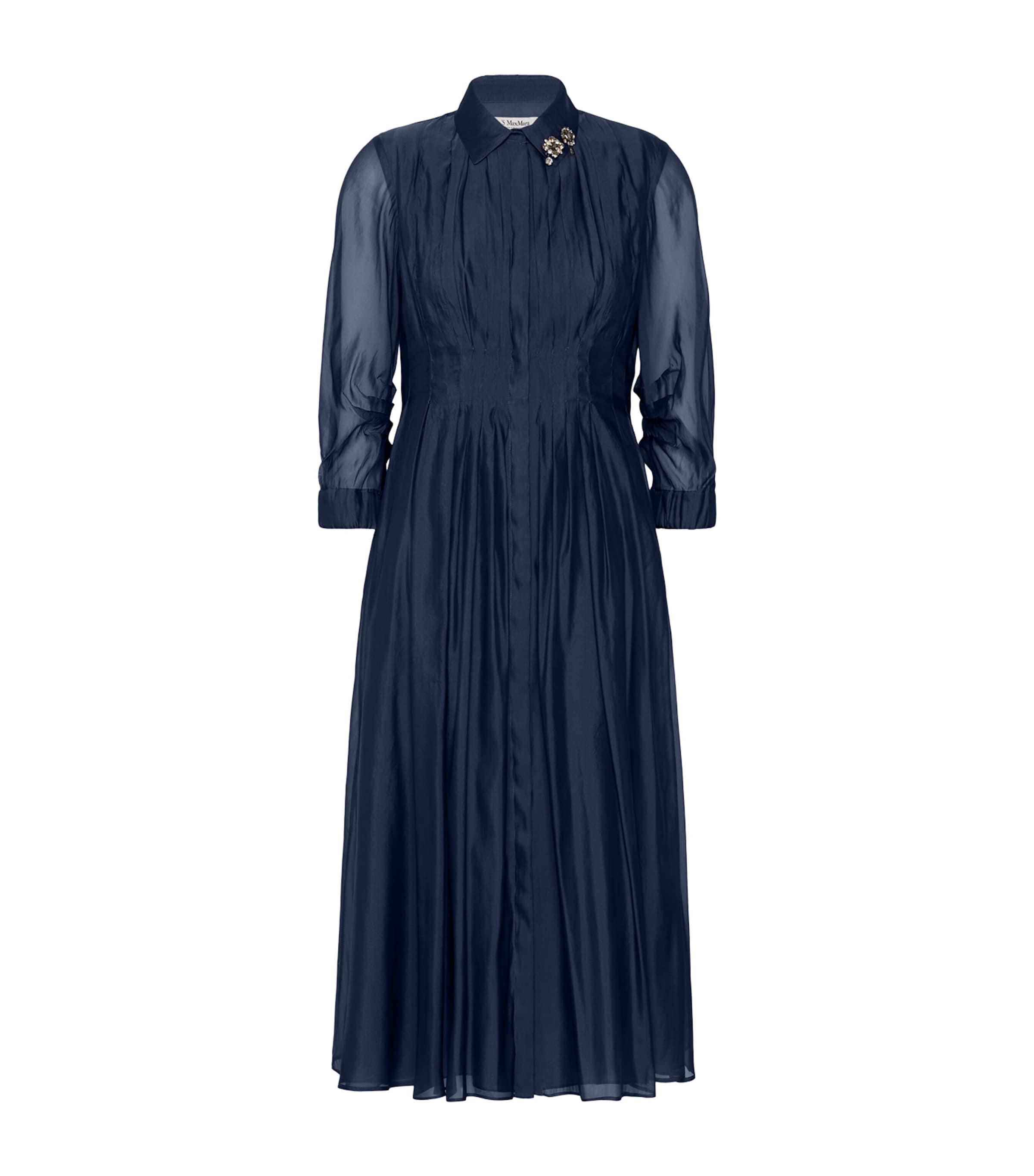 Max Mara Womens Silk-Blend Midi Shirt Dress Ultramarine Image 1