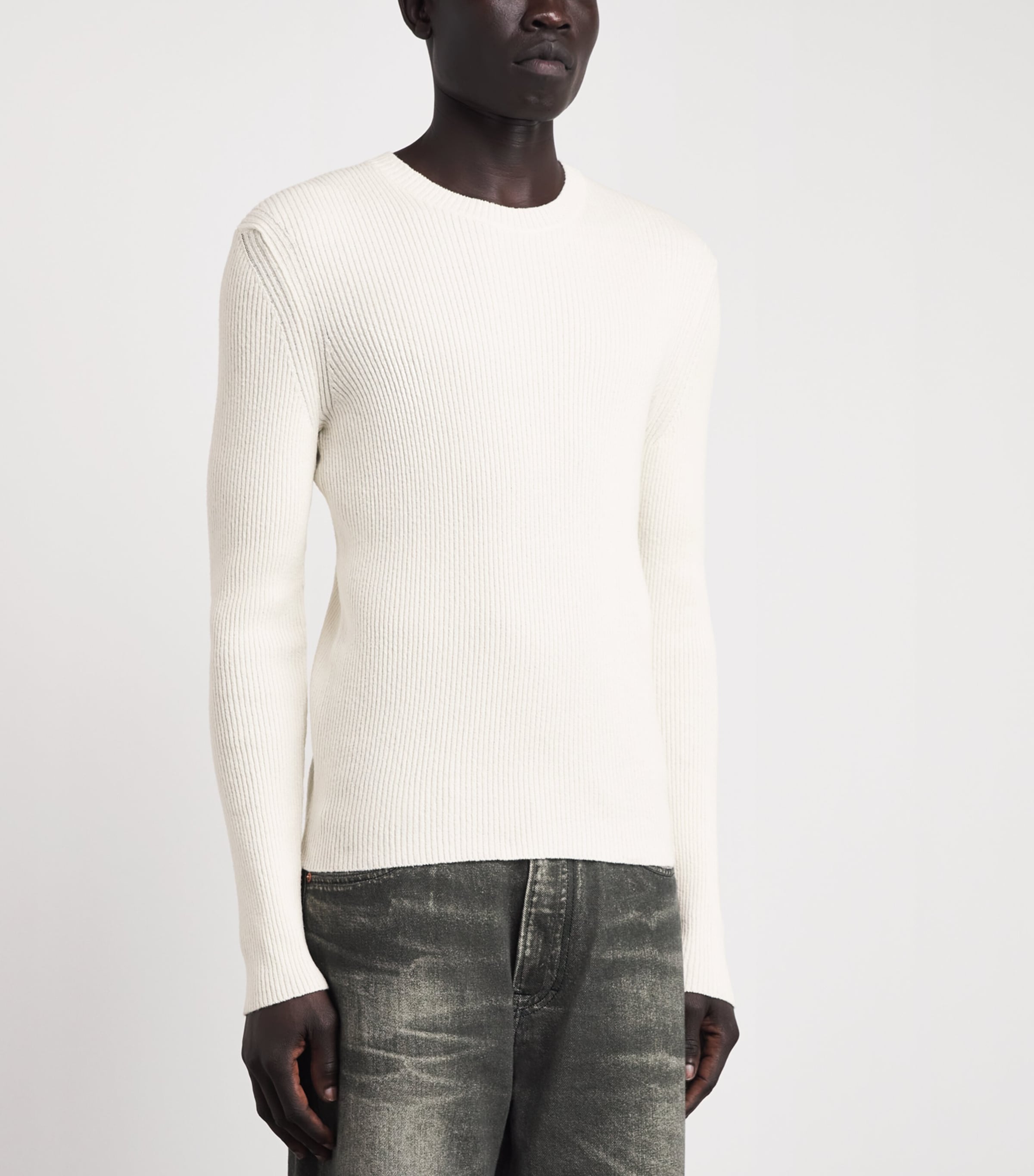 Our Legacy Mens Silk Compact Long-Sleeve T-Shirt Neutral White Image 4
