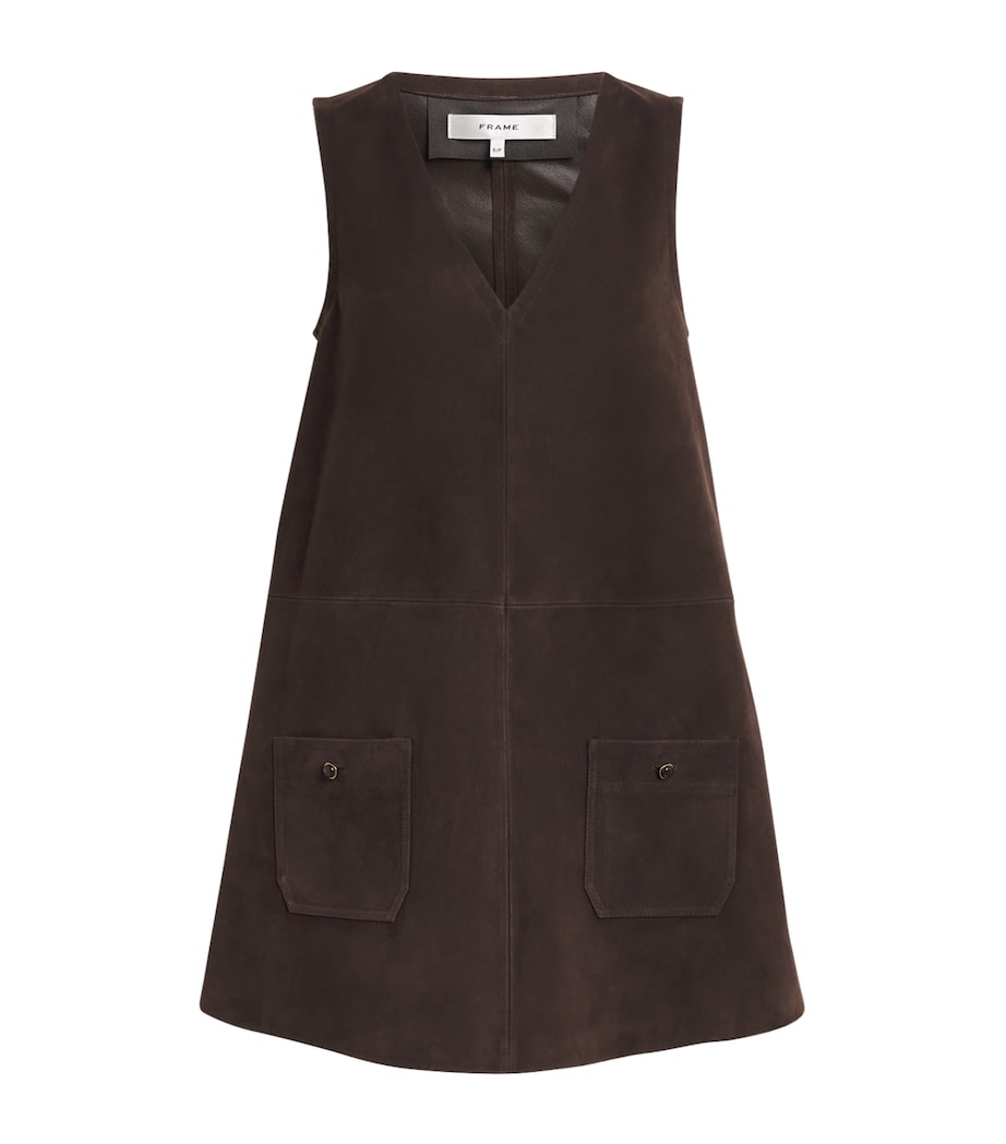 FRAME Womens Suede Safari Tent Mini Dress Dark Brown Image 1