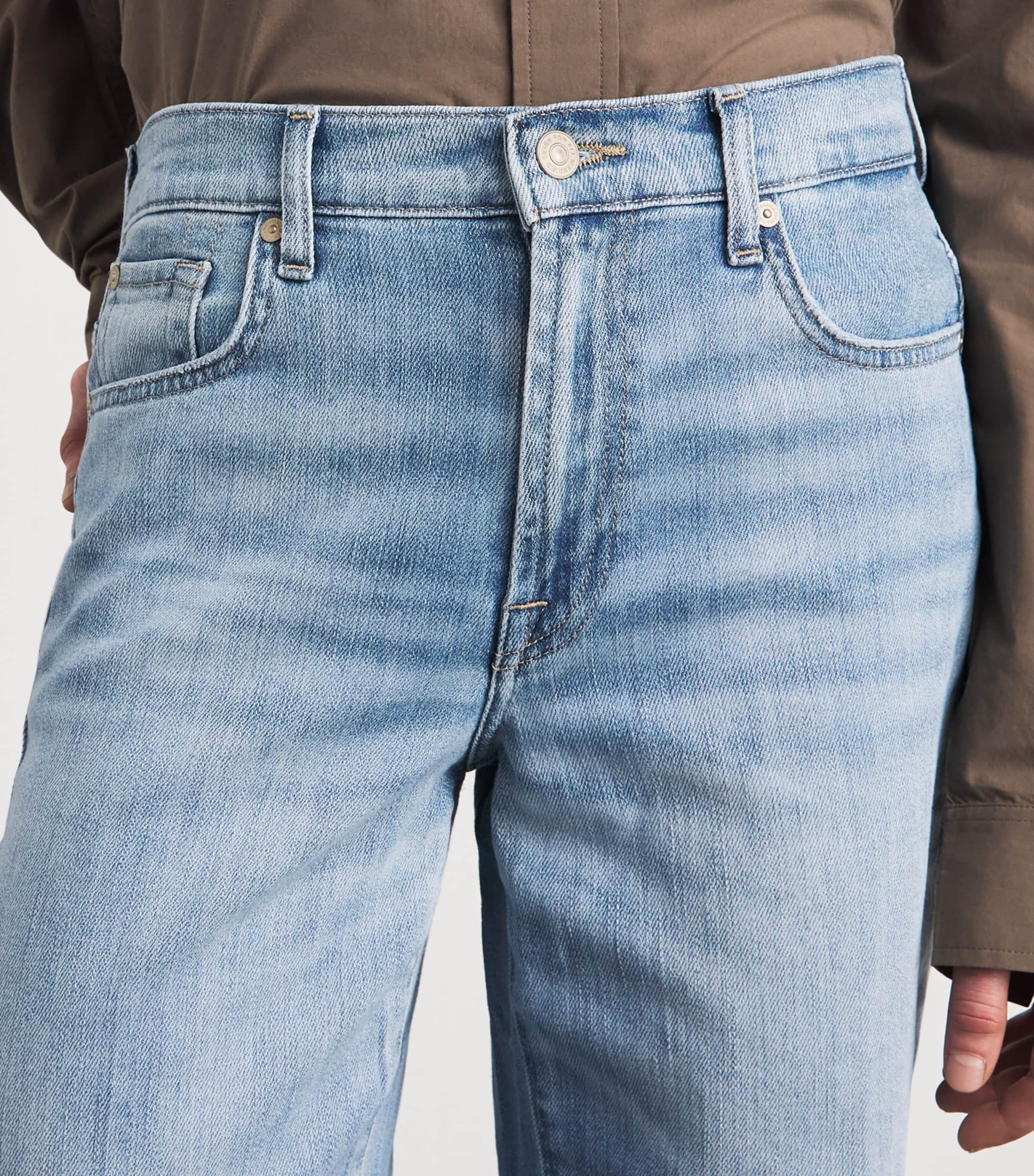 7 For All Mankind Womens Stovepipe Straight Jeans Chill Wave Image 3