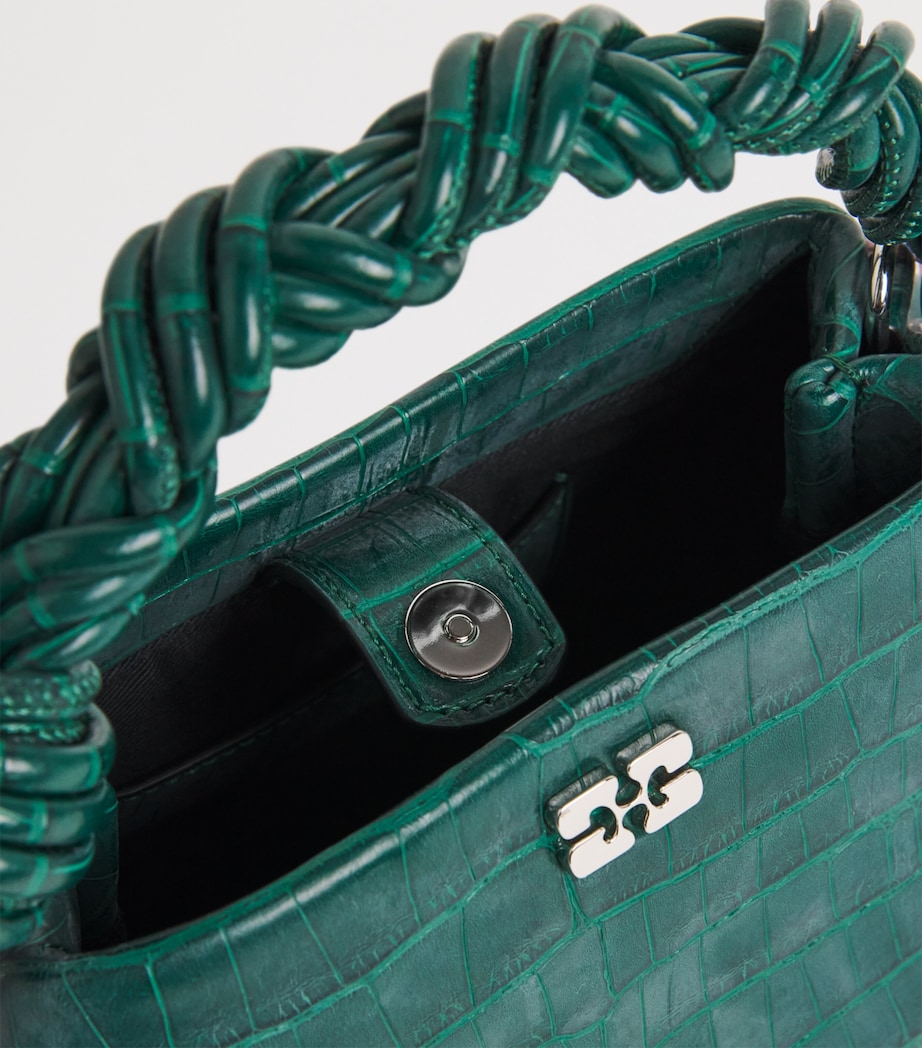 Mini Croc-Embossed Bou Top-Handle Bag 774 PINENEEDLE Image 4