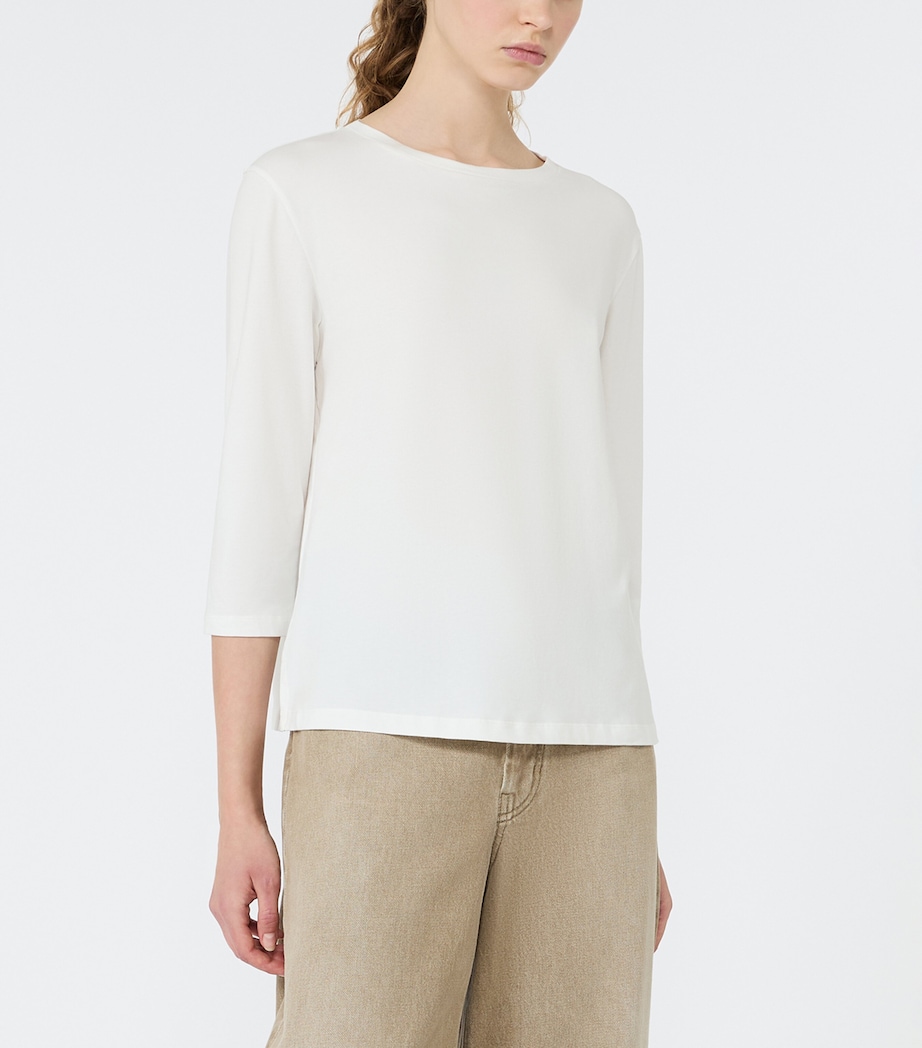 Weekend Max Mara Womens Stretch-Cotton Long-Sleeve T-Shirt White Image 3