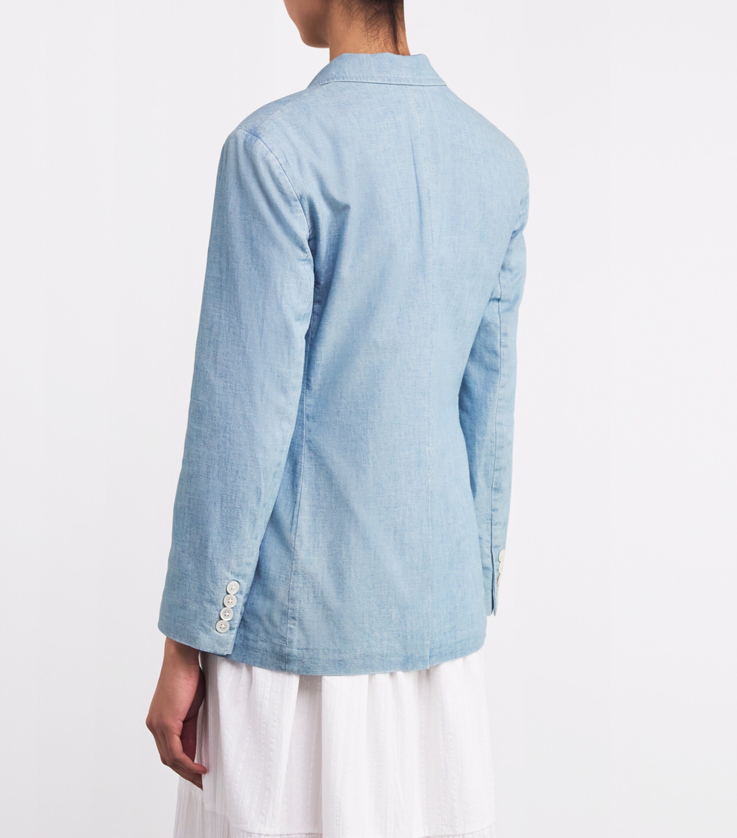 Denim Double-Breasted Blazer CHMBRY BLU Image 4