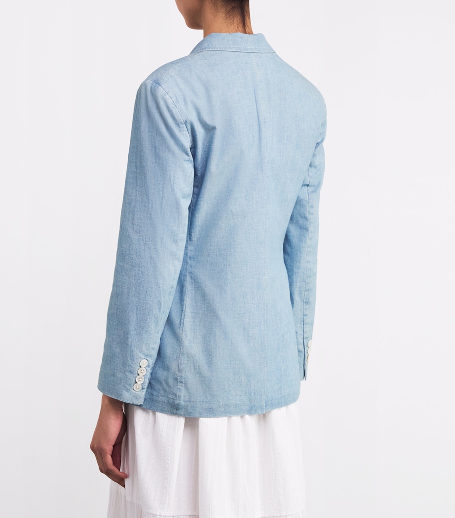 Denim Double-Breasted Blazer CHMBRY BLU Image 4