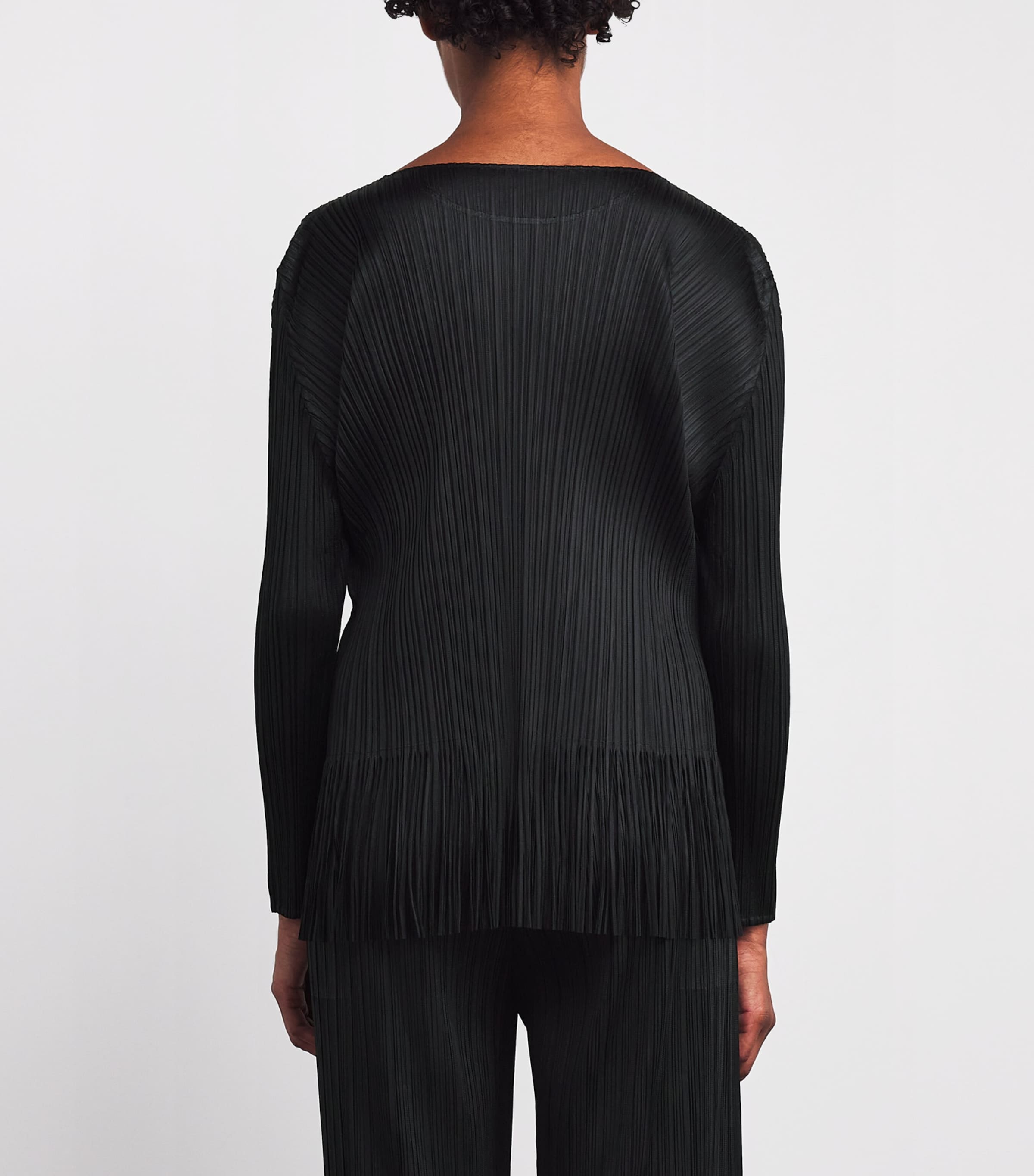 Pleats Please Issey Miyake Black Wave Long-Sleeve Top | Harrods US