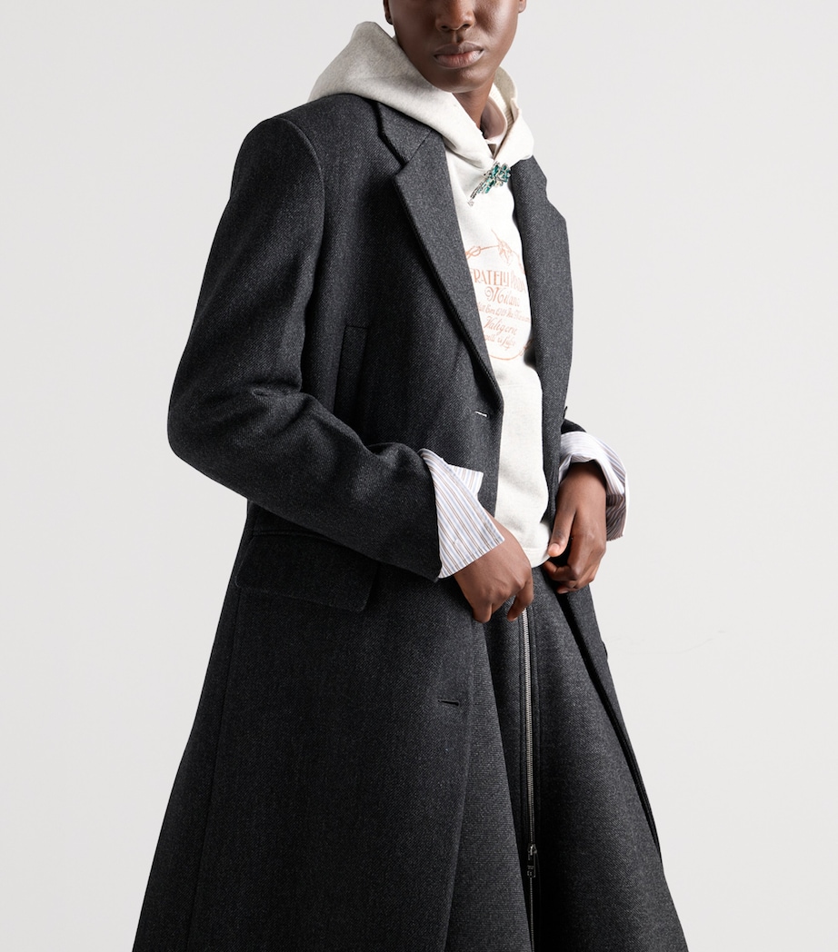 Prada Womens Wool Midi Skirt Grey Image 3