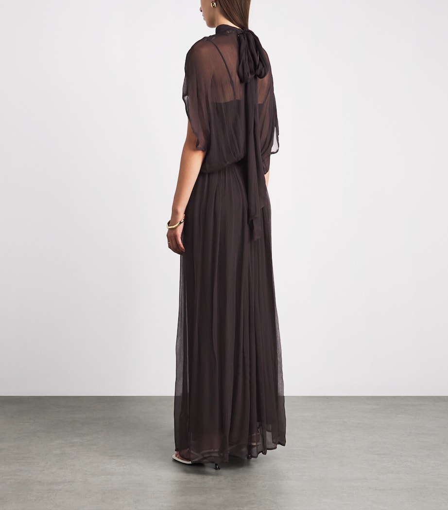 STAUD Womens Chiffon Viviana Maxi Dress Eart Earth Image 4