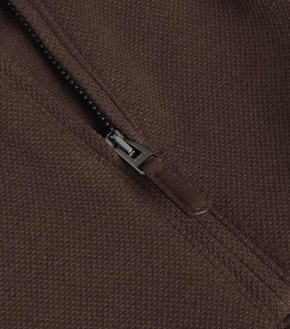 Cotton-Blend Polo Pony Quarter-Zip Sweater DARK BROWN Image 5