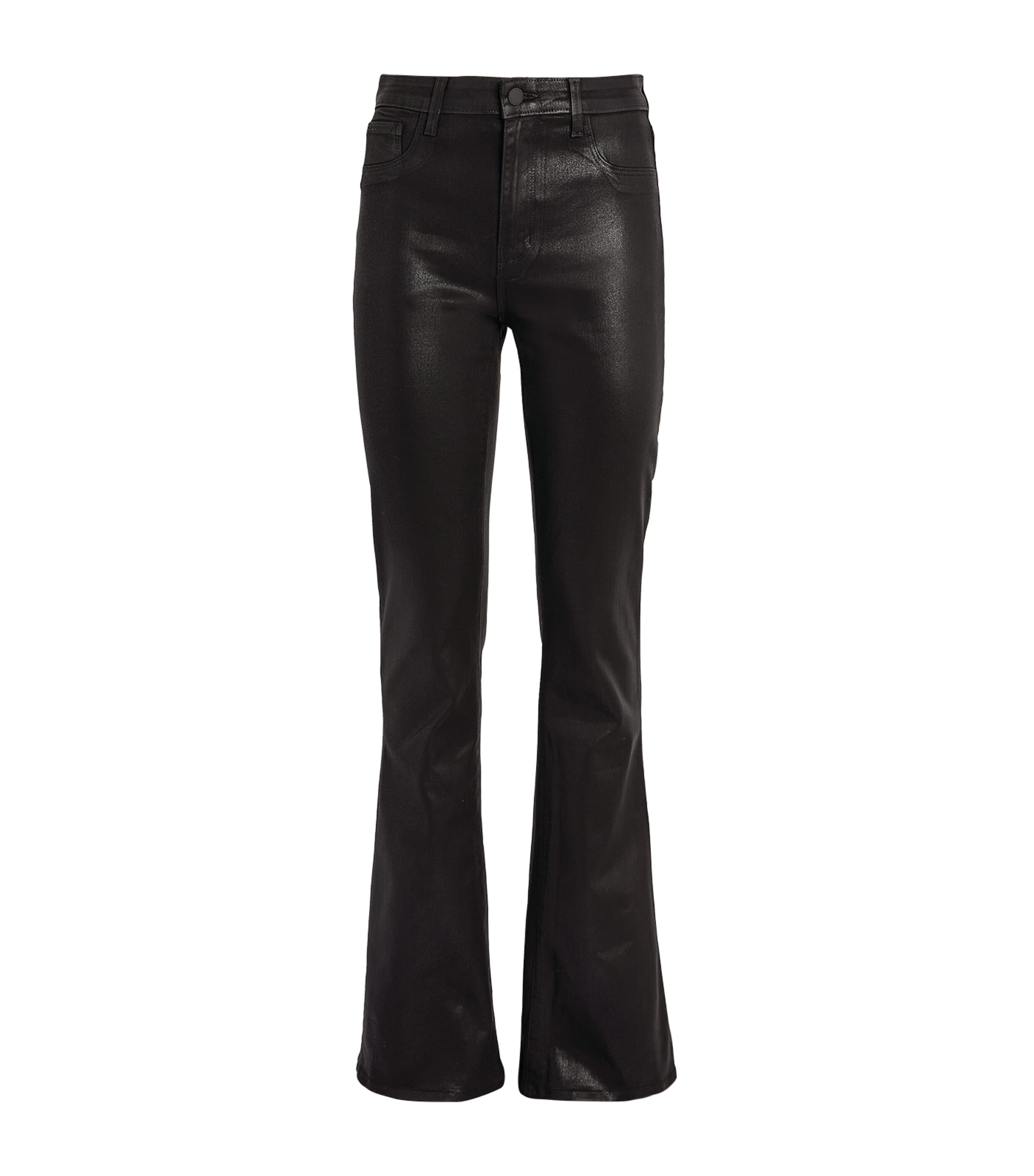 Shop L Agence Marty Coated Ultra High-rise Flare Jean In Black