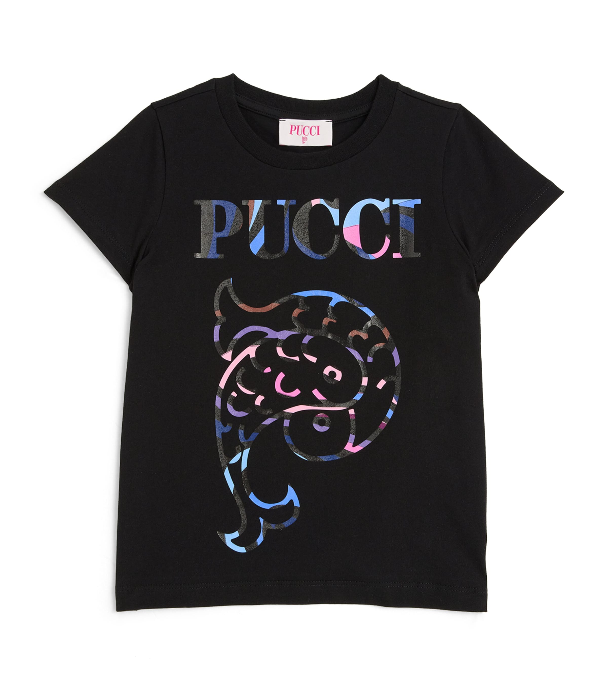 Shop Pucci Junior Cotton Logo T-shirt In Black