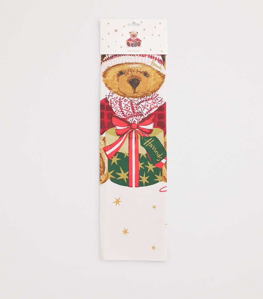 Cotton Christmas Bear Tea Towel WHITE Image 2