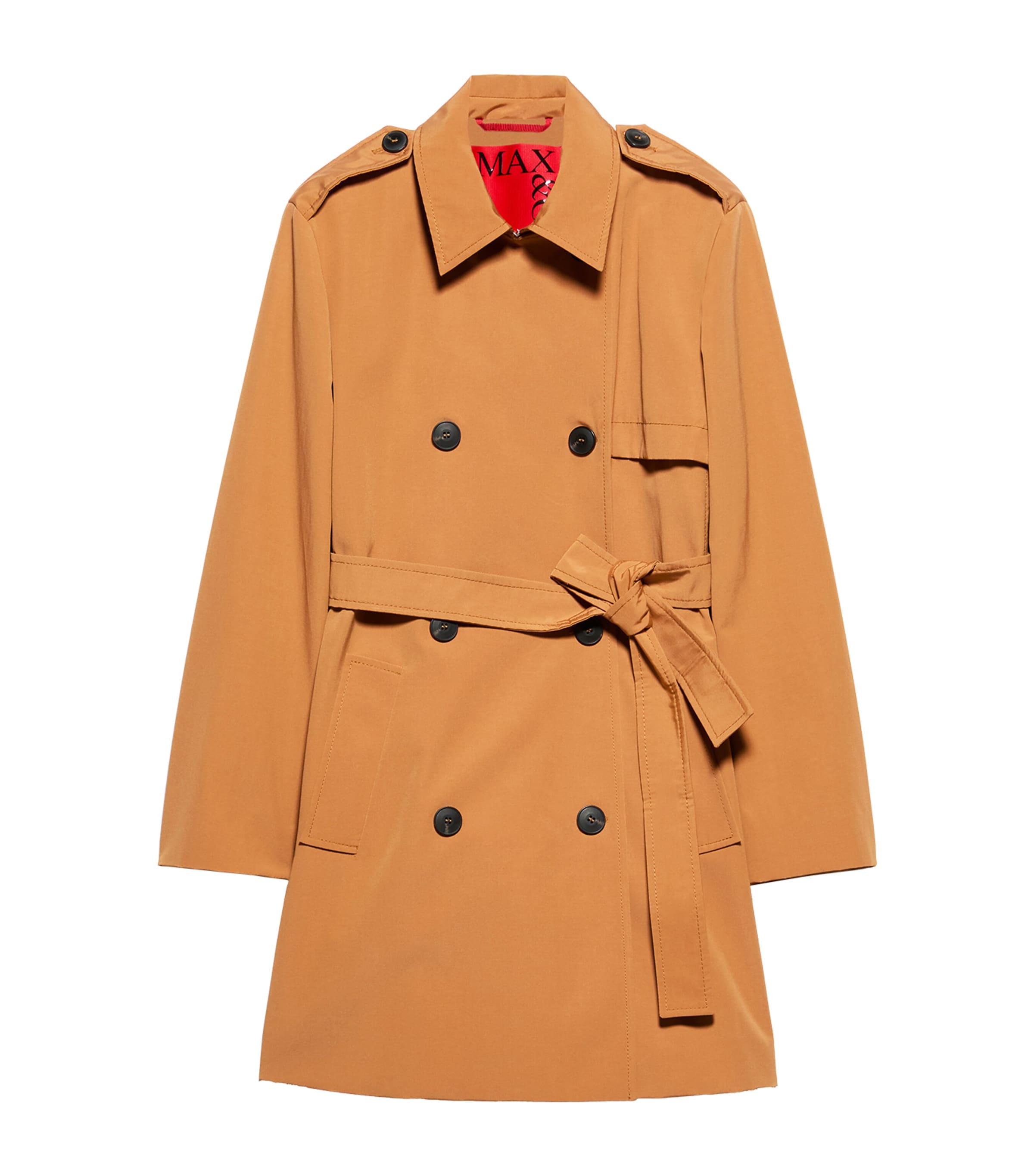 MAX&Co. Womens Double-Breasted Trench Coat Terra Cotta Image 1