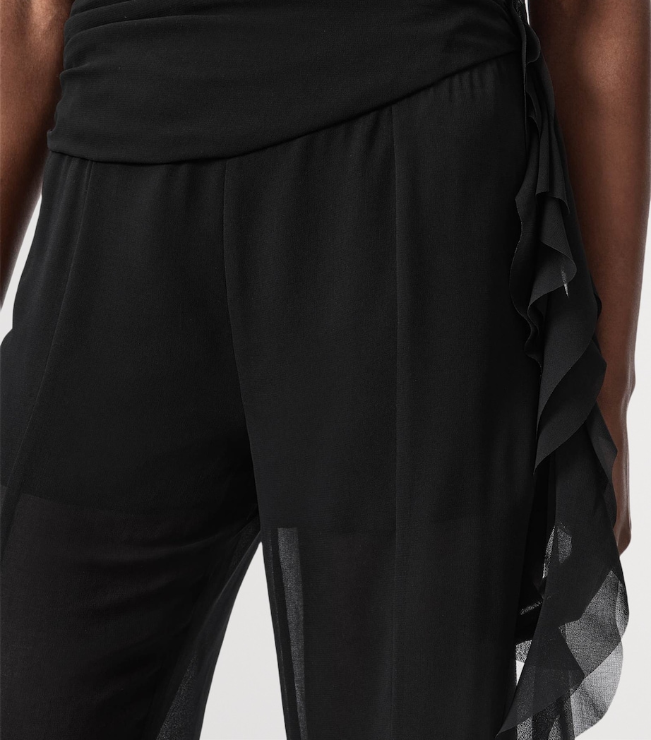 AllSaints Womens Frill-Trim Minna Trousers Black Image 6