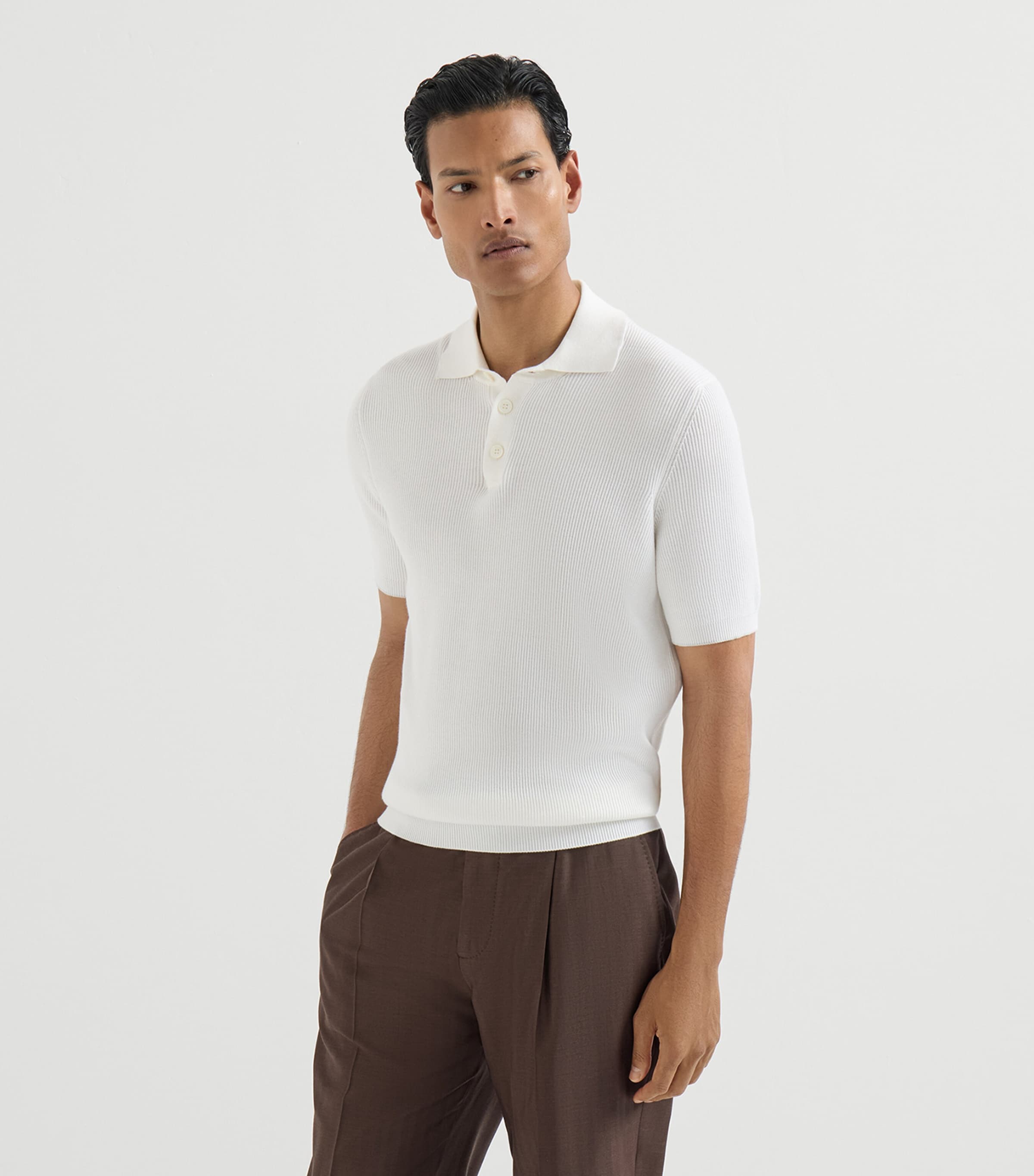Brunello Cucinelli Mens M29400005CO312 POLO SWEATER . Image 3