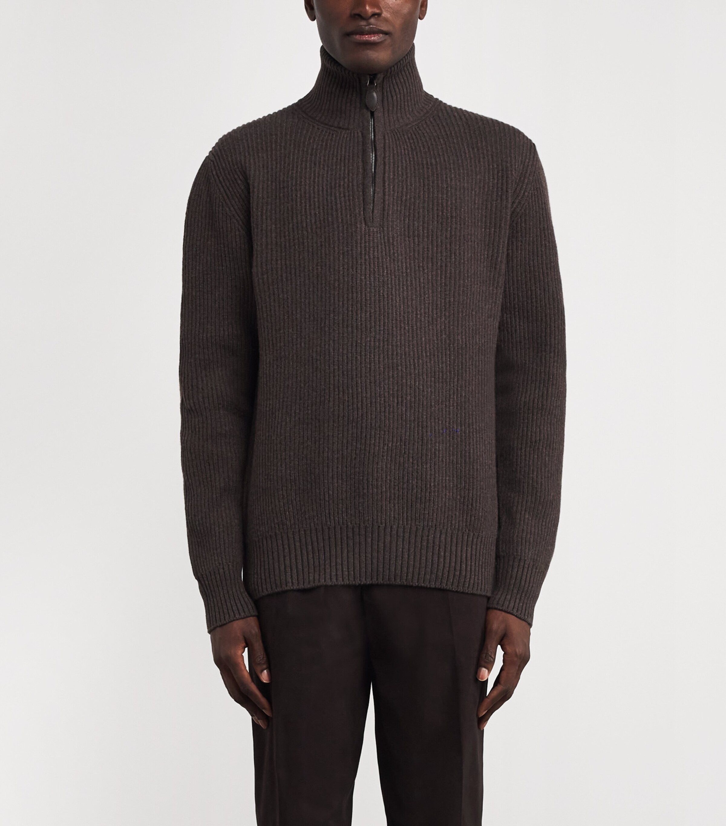Wool-Cashmere Quarter-Zip Clifford Sweater PEPPERCORN Image 3