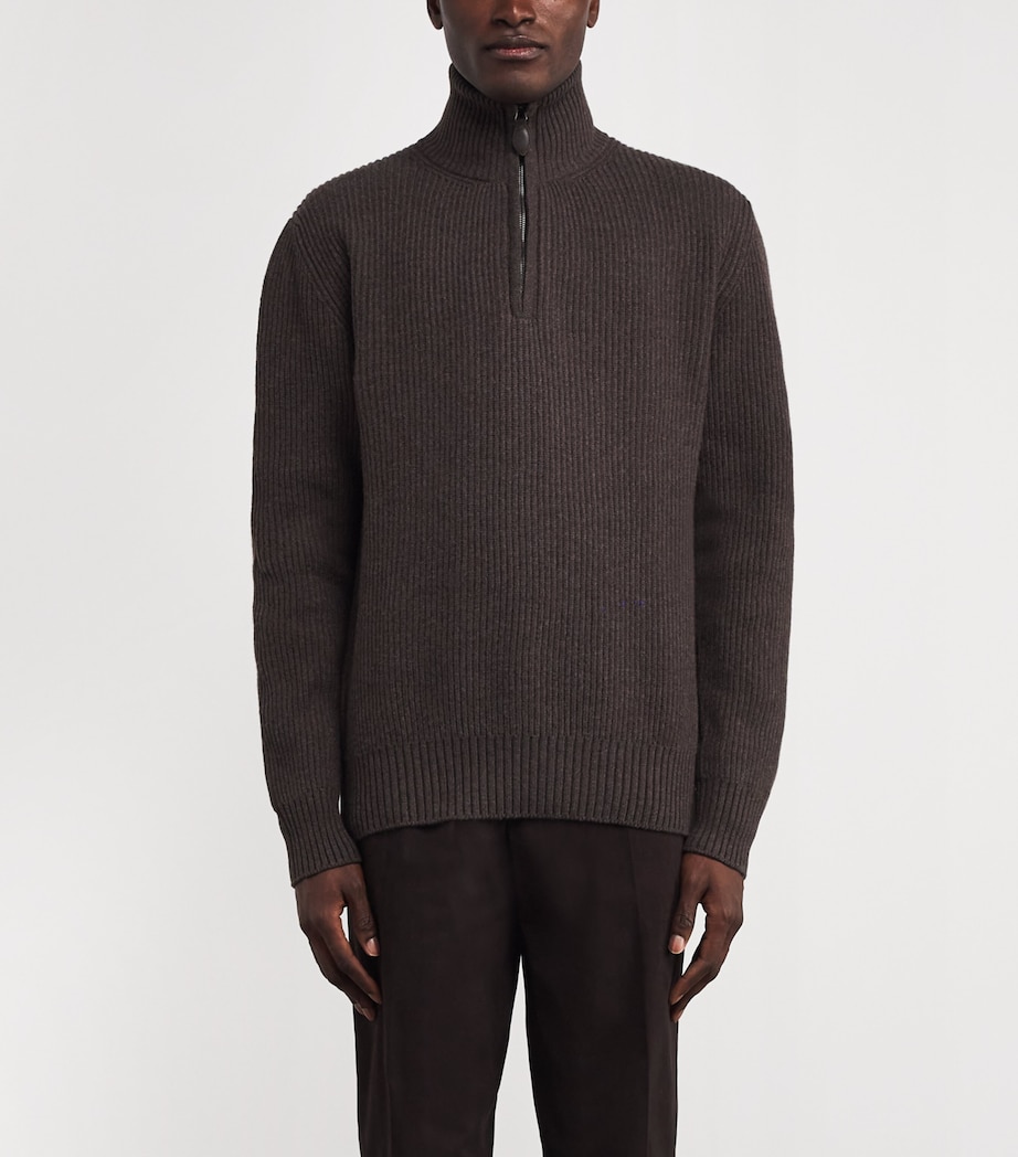 Wool-Cashmere Quarter-Zip Clifford Sweater PEPPERCORN Image 3