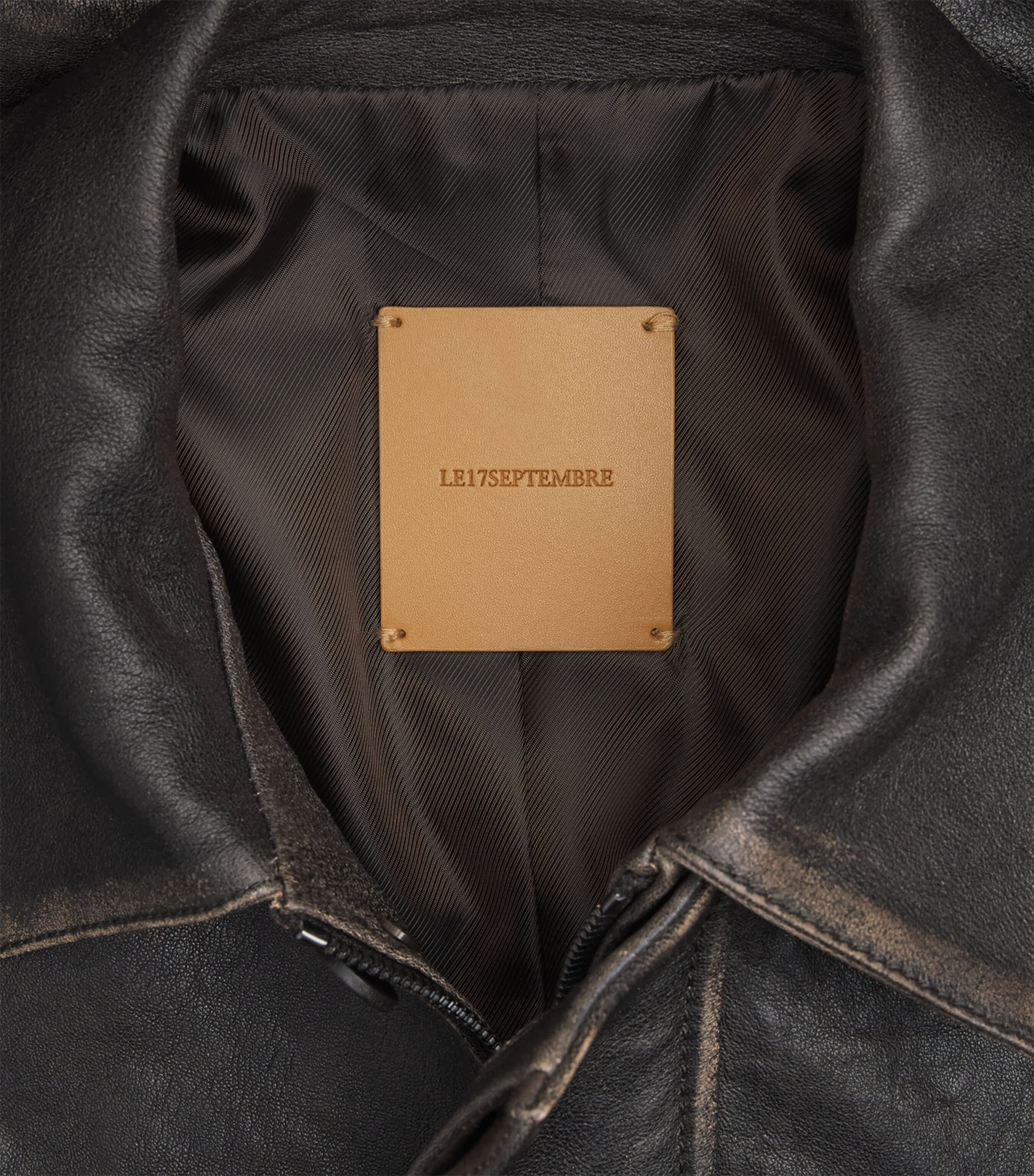 Leather Bomber Jacket BROWN Image 5