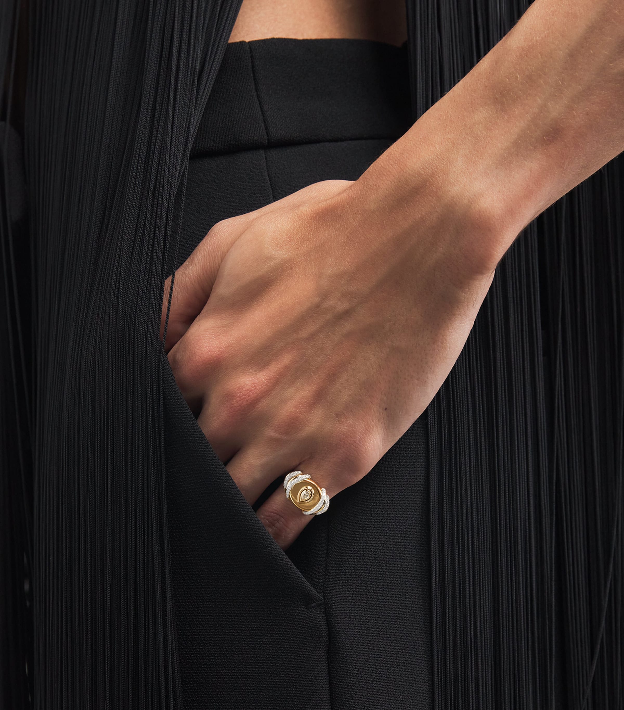 Yellow Gold and Diamond N*93 Sailor Moon Pinky Ring YELLOW GOLD Image 2