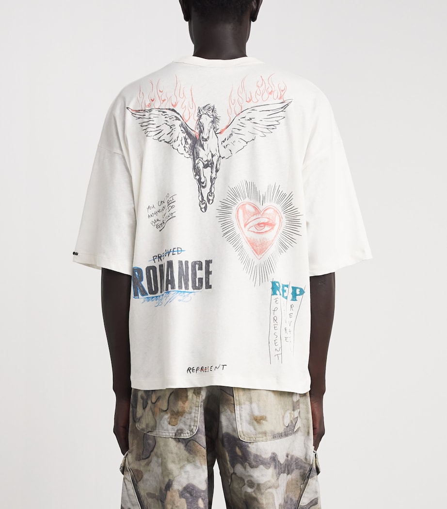 Represent Mens Organic Cotton-Hemp Printed T-Shirt Antique White Image 5