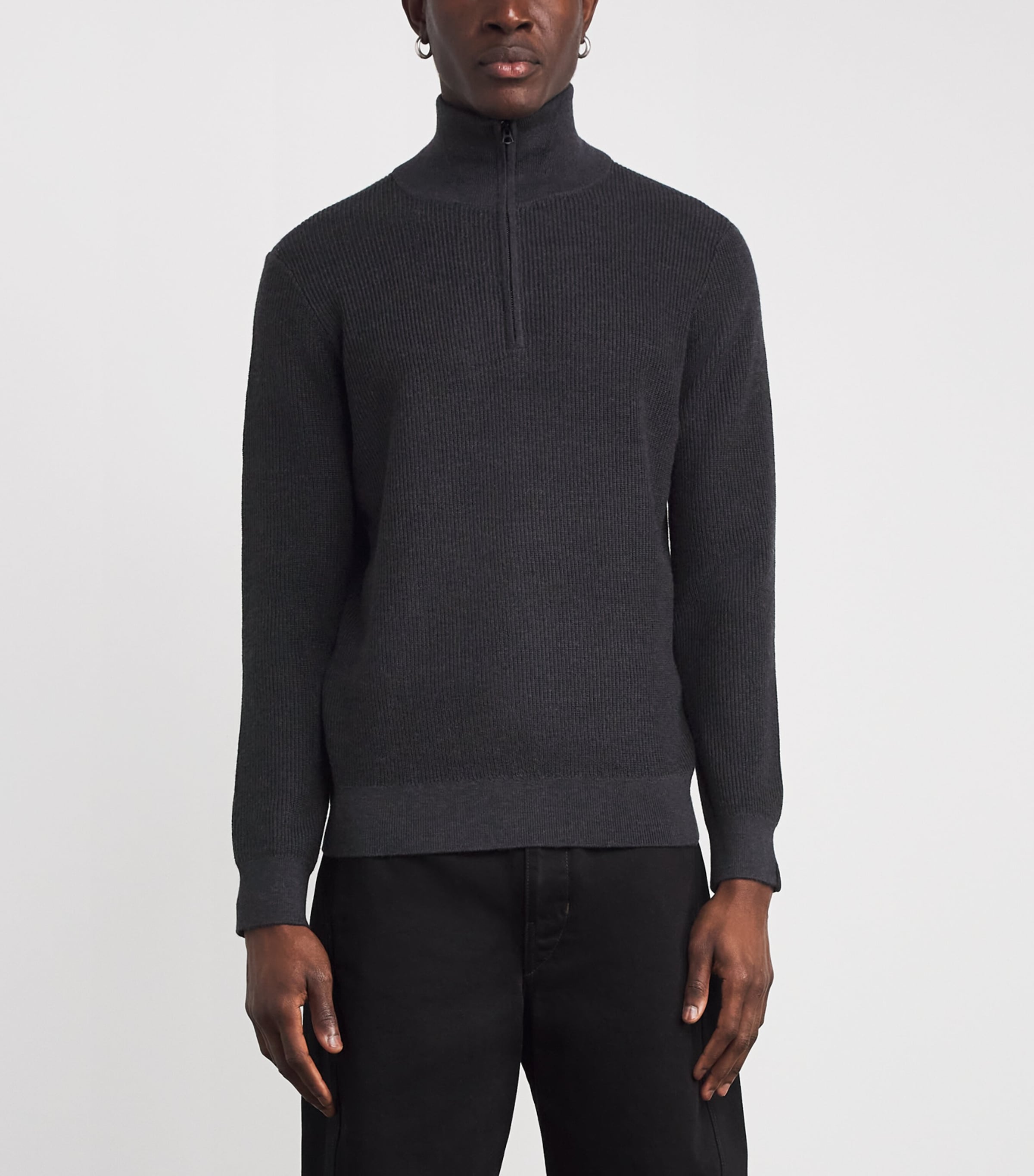 Wool-Blend Quarter Zip Sweater CHARC Image 3