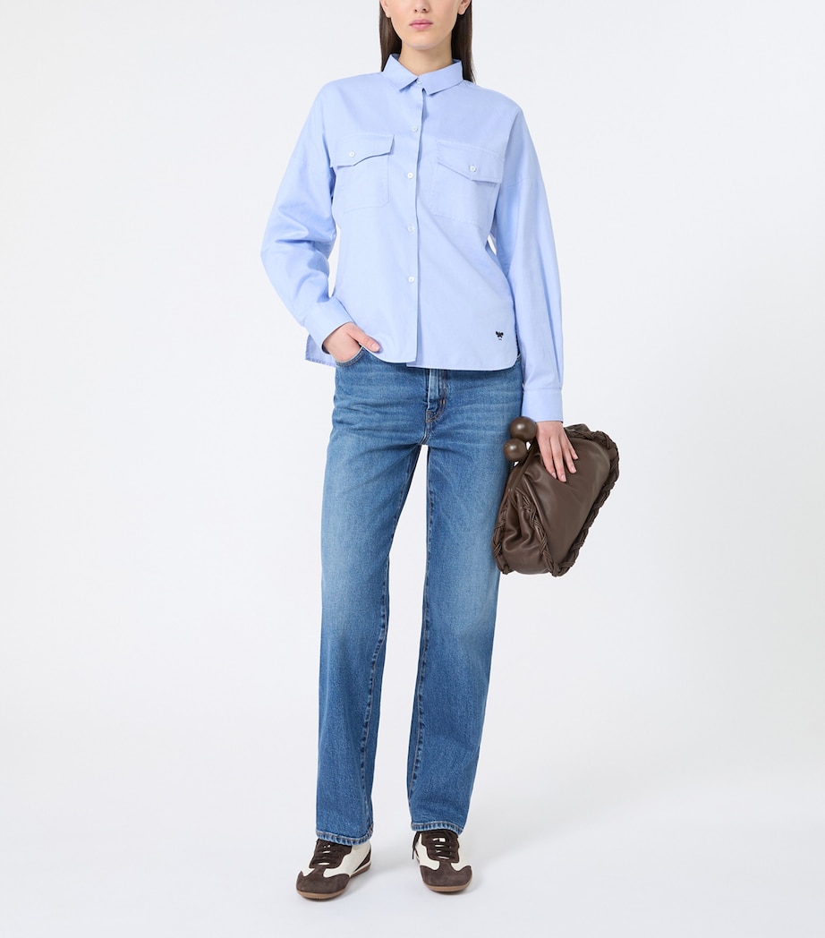Weekend Max Mara Womens Cotton Long-Sleeve Shirt Light Blue Image 5