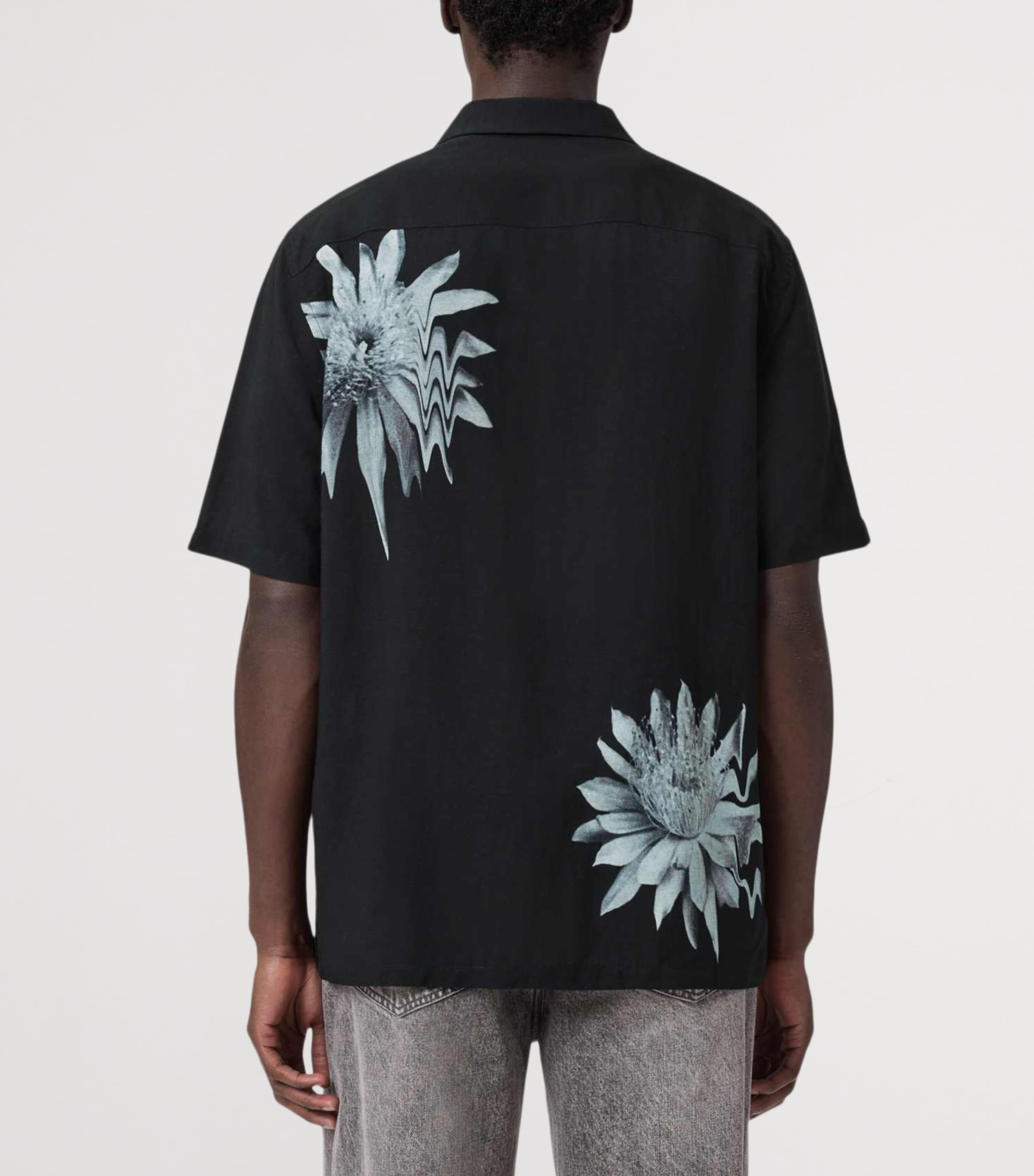 AllSaints Mens Printed Floraze Short-Sleeve Shirt Jet Black Image 4