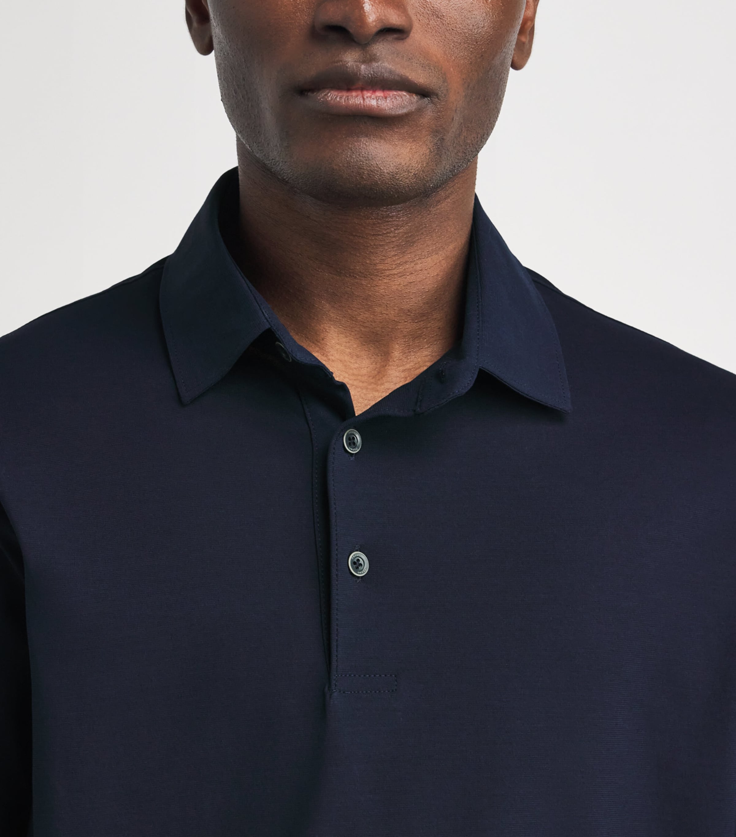 Herno Mens Cotton Jersey Crepe Polo Shirt Blu Navy Image 3