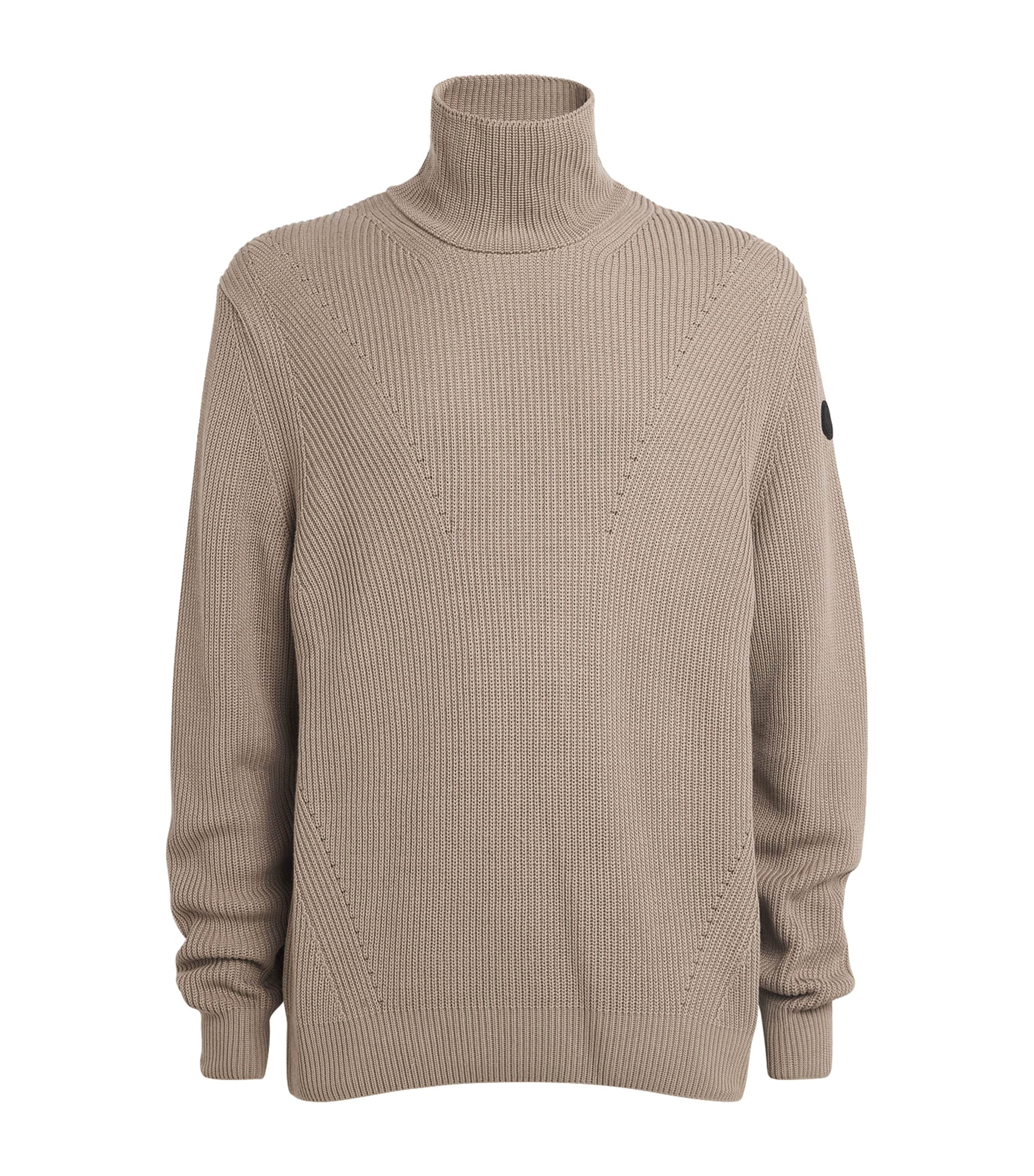 Shop Moncler Wool Rollneck Sweater In Brown