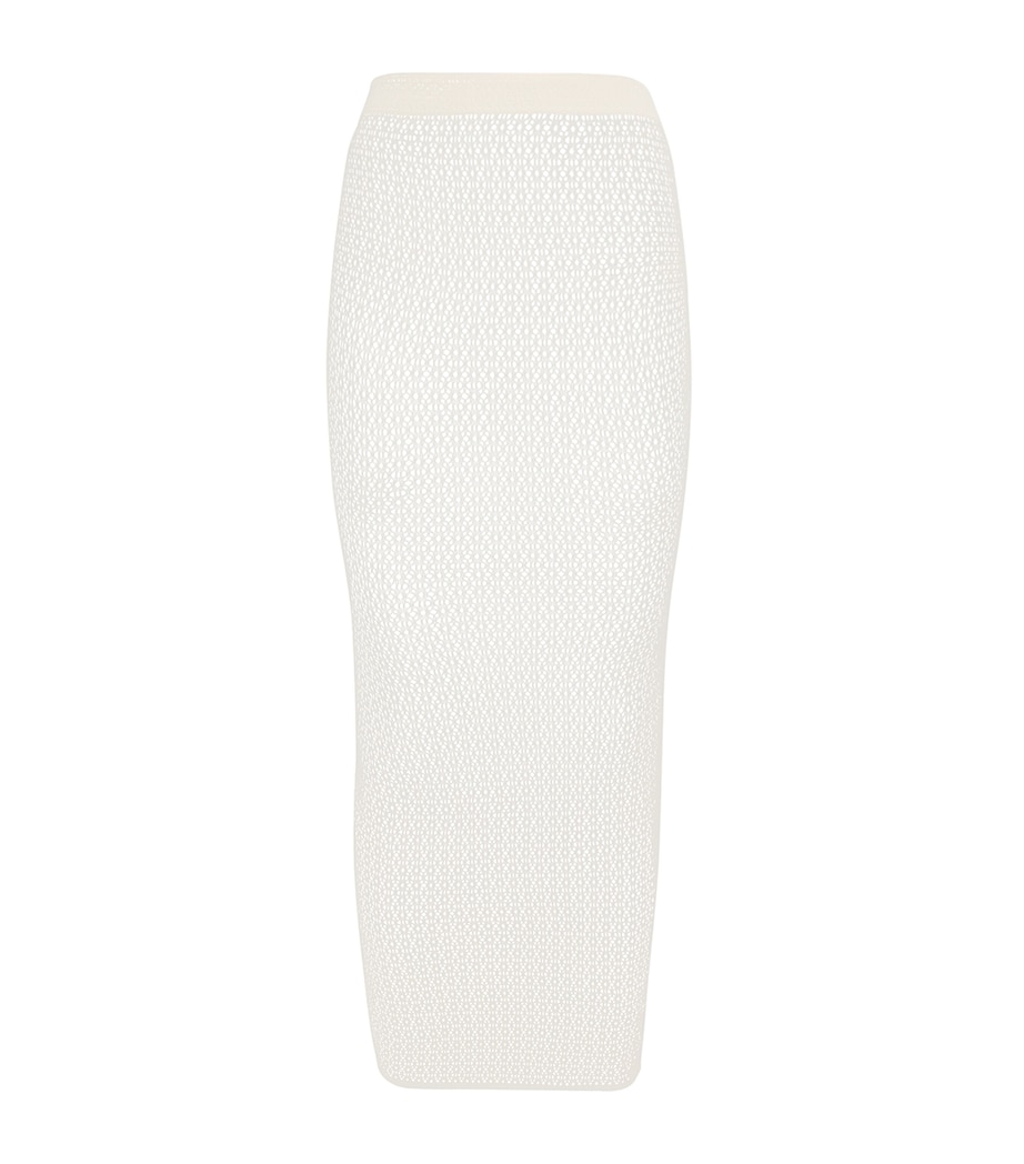 Wolford Womens Daisy Net Midi Skirt Buttercrea Image 1