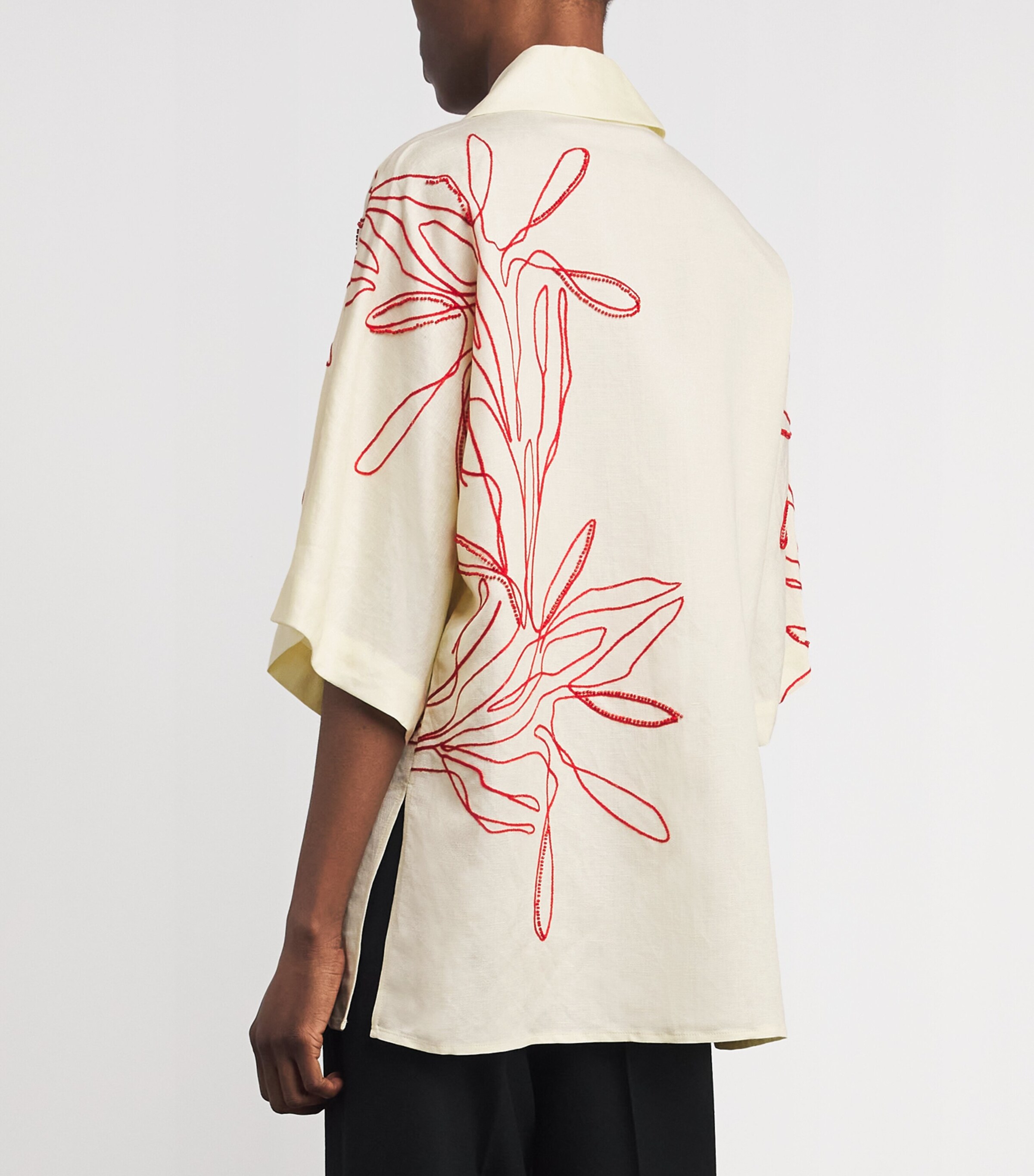 CAMILLA AND MARC Womens Linen-Blend Embroidered Eviva Shirt Lemon Image 5