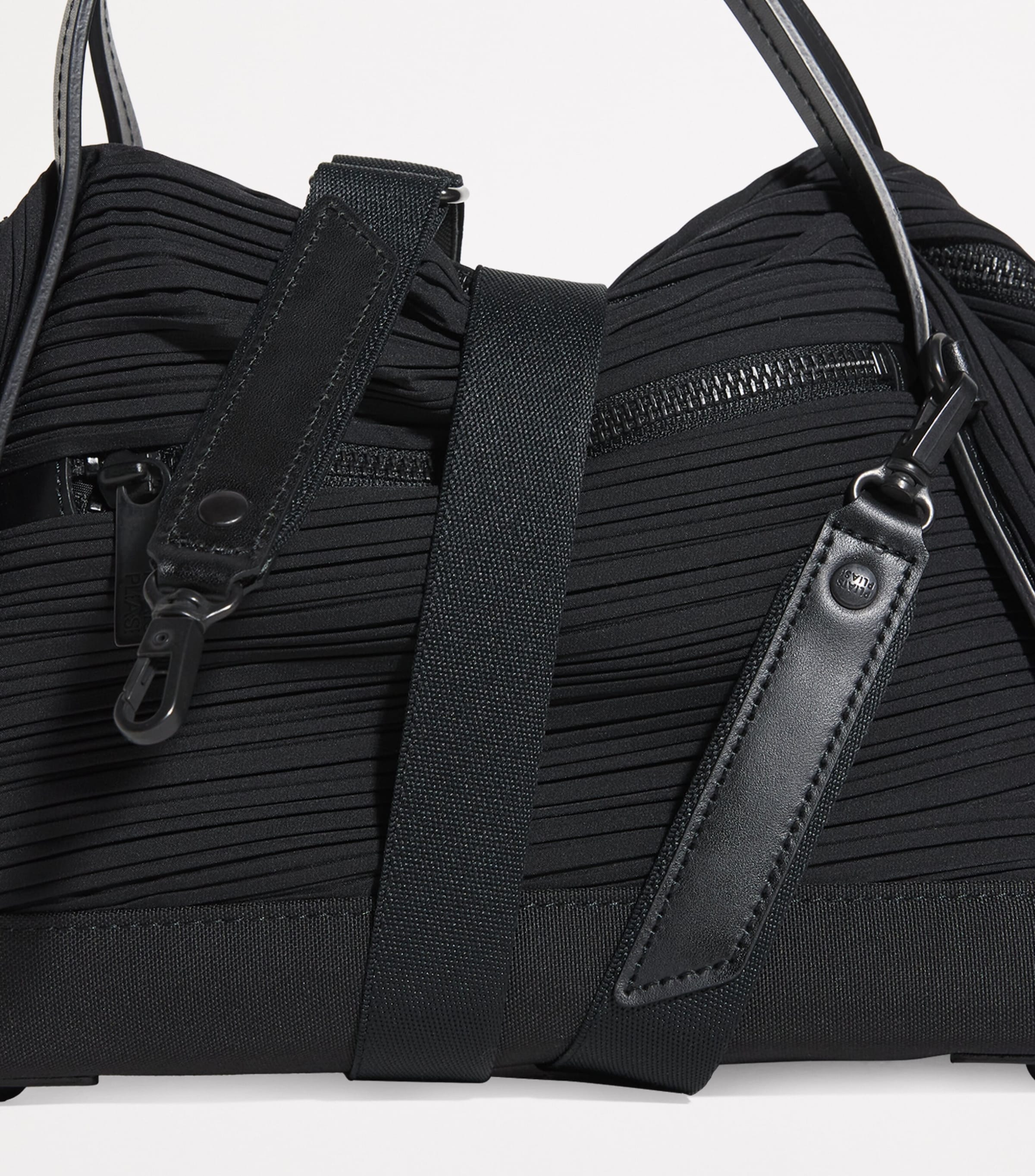 Pleats Please Issey Miyake Black Mini Bias Pleats Duffle Bag