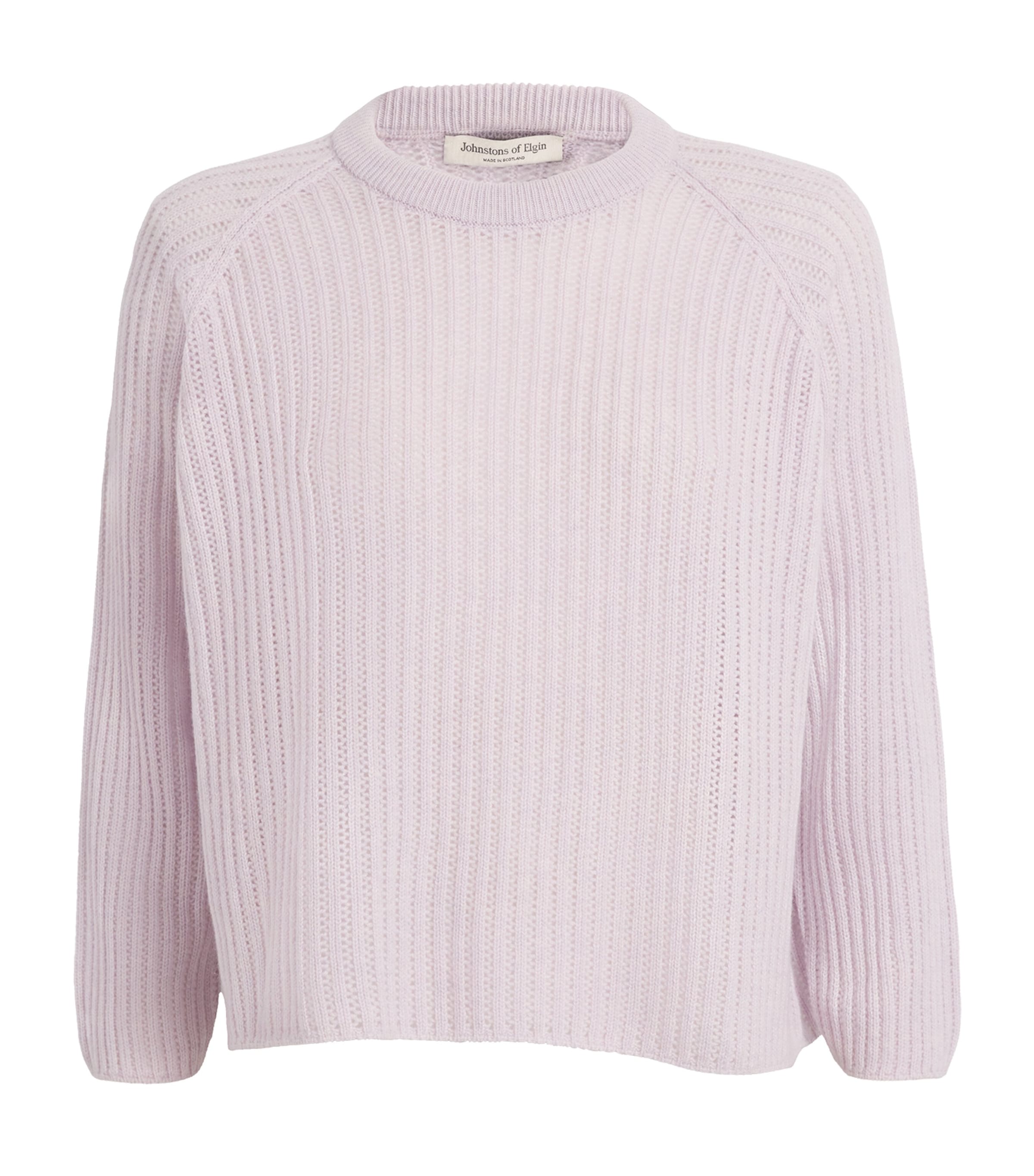 Johnstons Of Elgin Womens Cashmere Mesh Sweater Lavender Image 1
