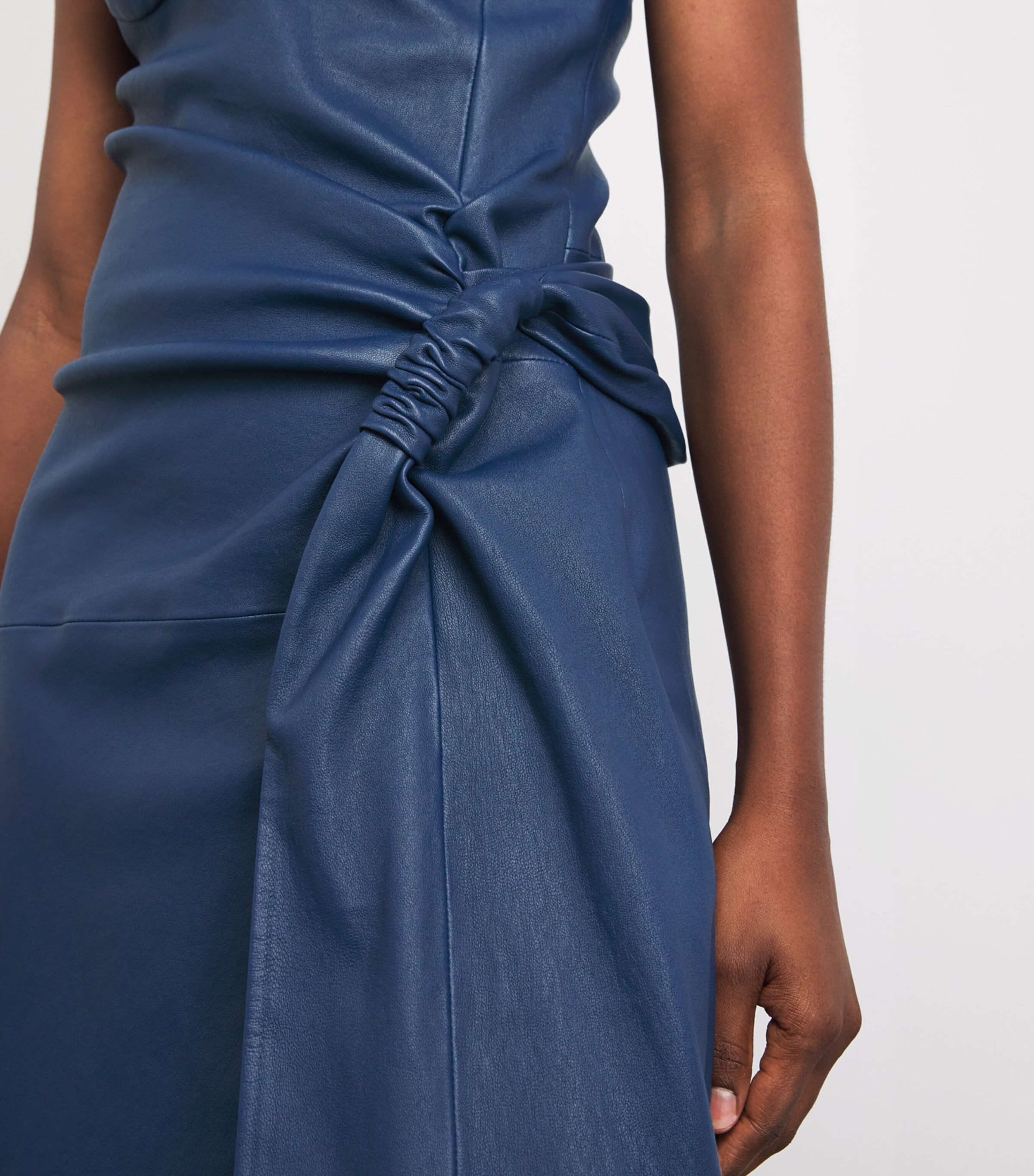 Simkhai Womens Leather Draped Lyle Maxi Dress Dark Indigo Image 3