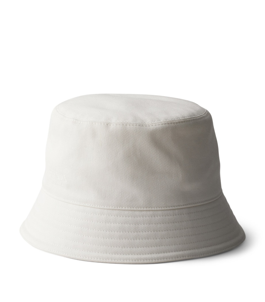 Prada Cotton Drill Bucket Hat White Image 1