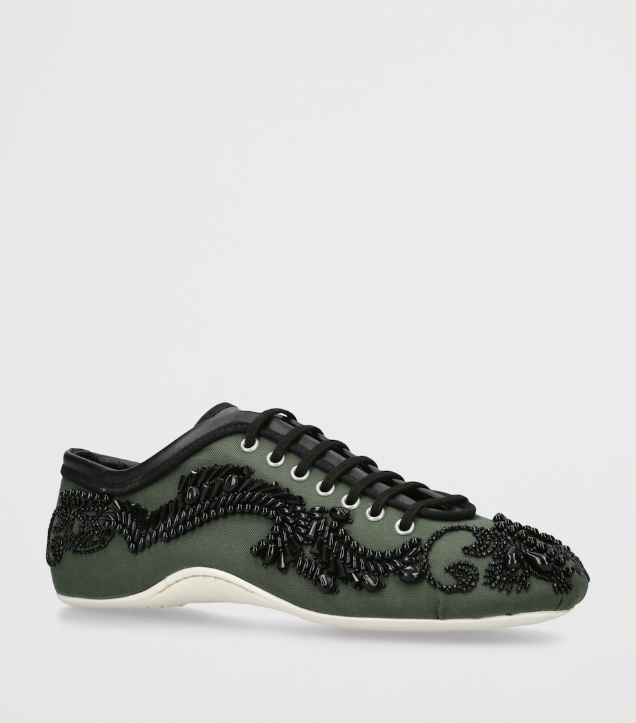 DRIES VAN NOTEN Leather Embellished Ballerina Sneakers Green Comb Image 3