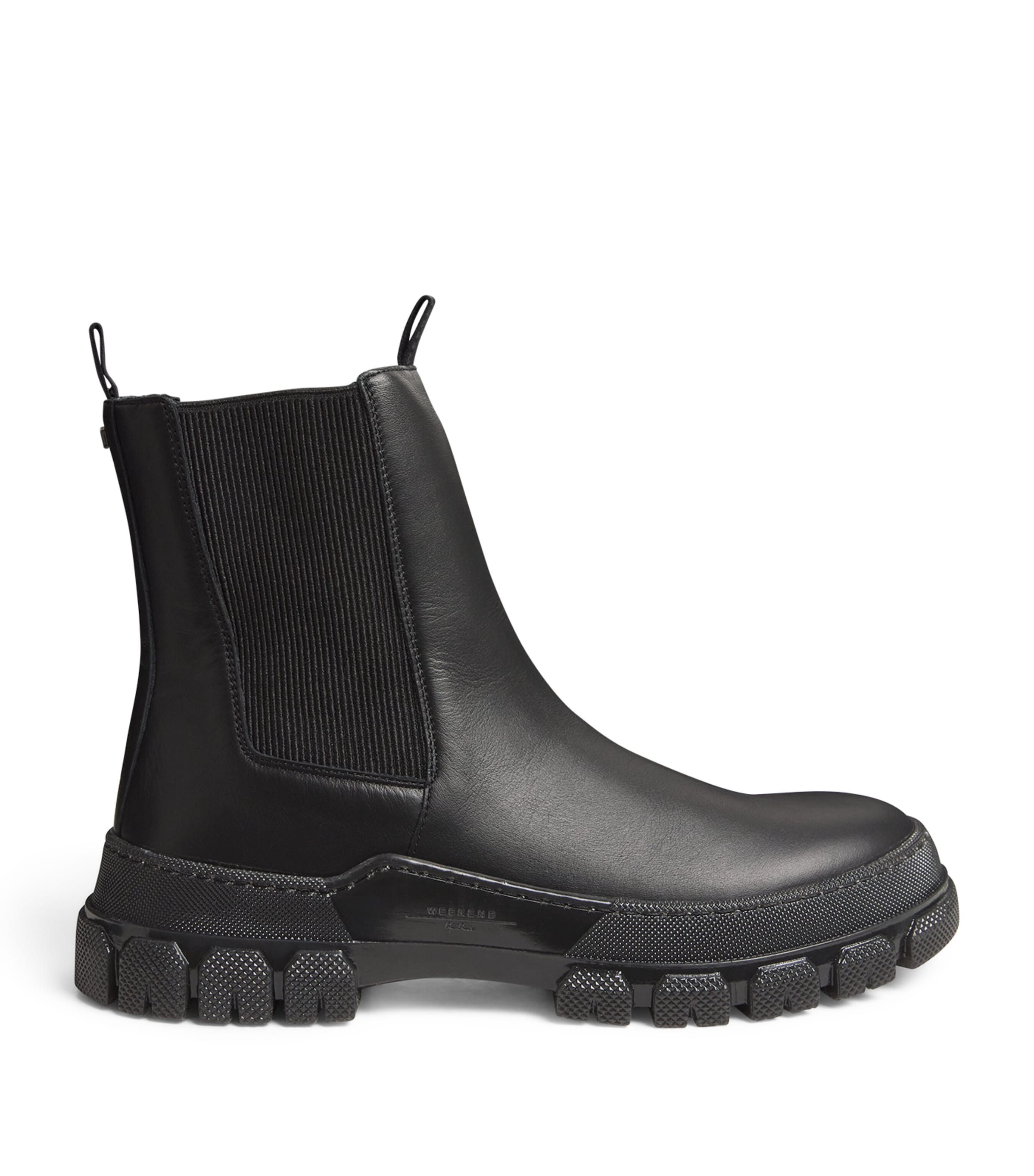 Shop Weekend Max Mara Leather Chelsea Boots In Black