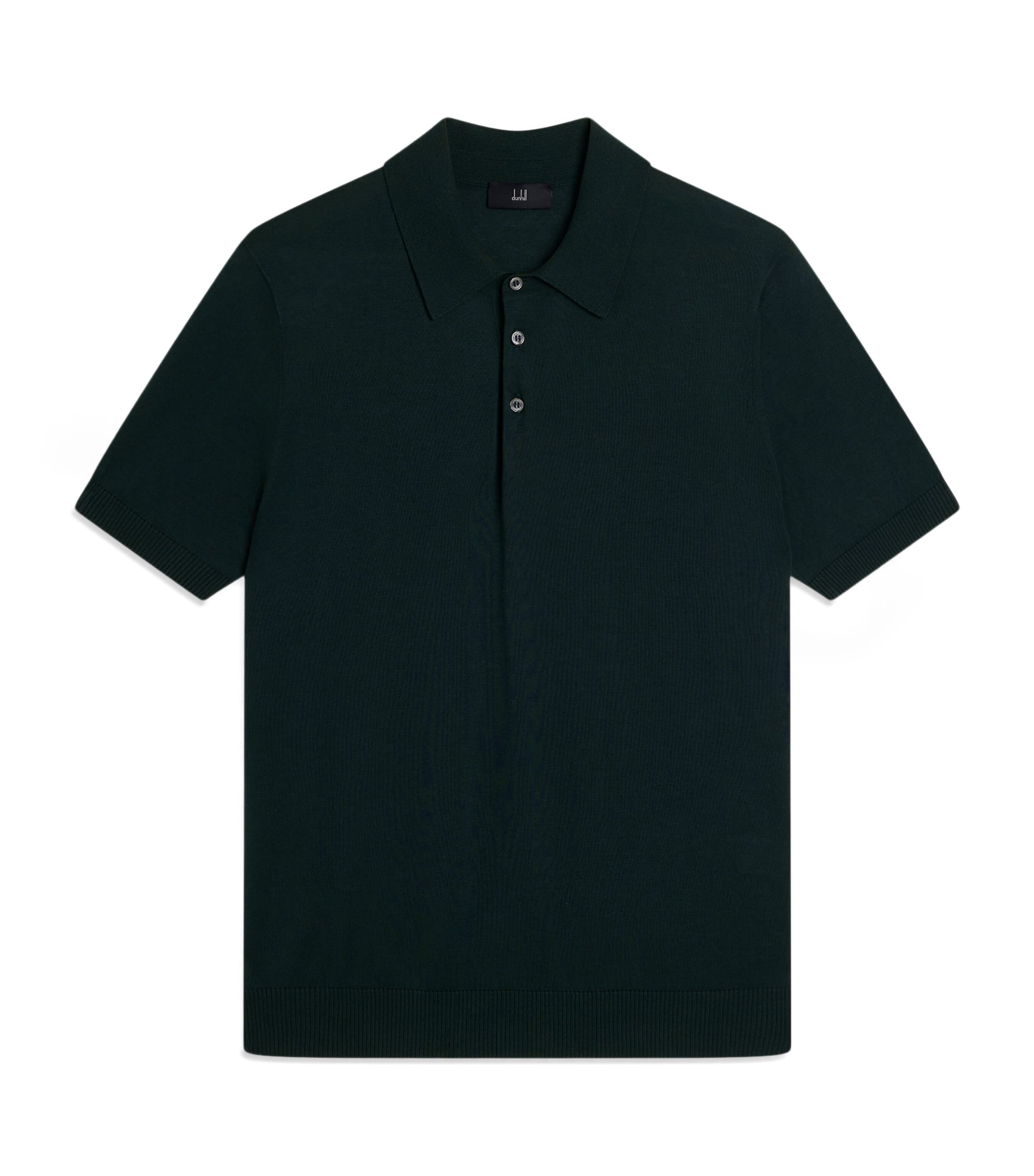 Dunhill Mens Cotton-Mulberry Silk Polo Shirt Green Image 1